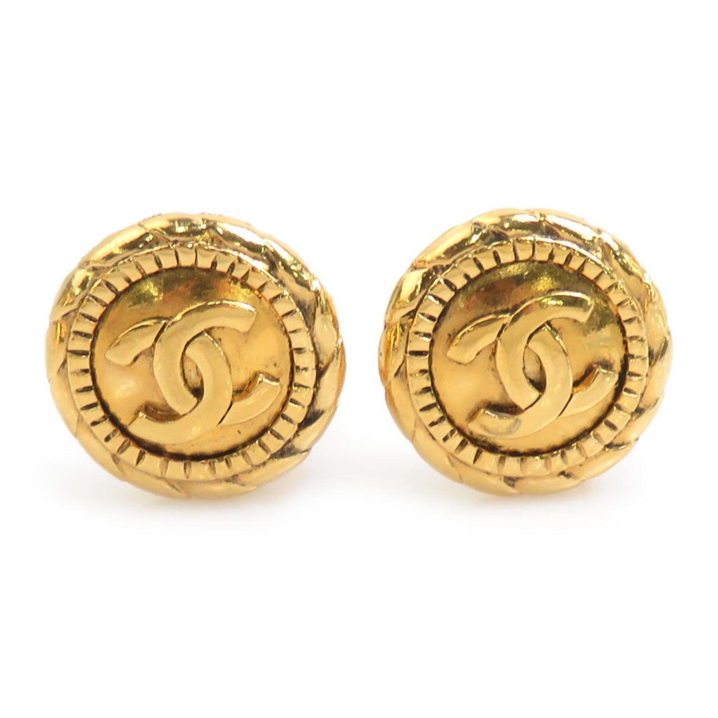 Chanel Coco Mark Metal Gold Earrings
