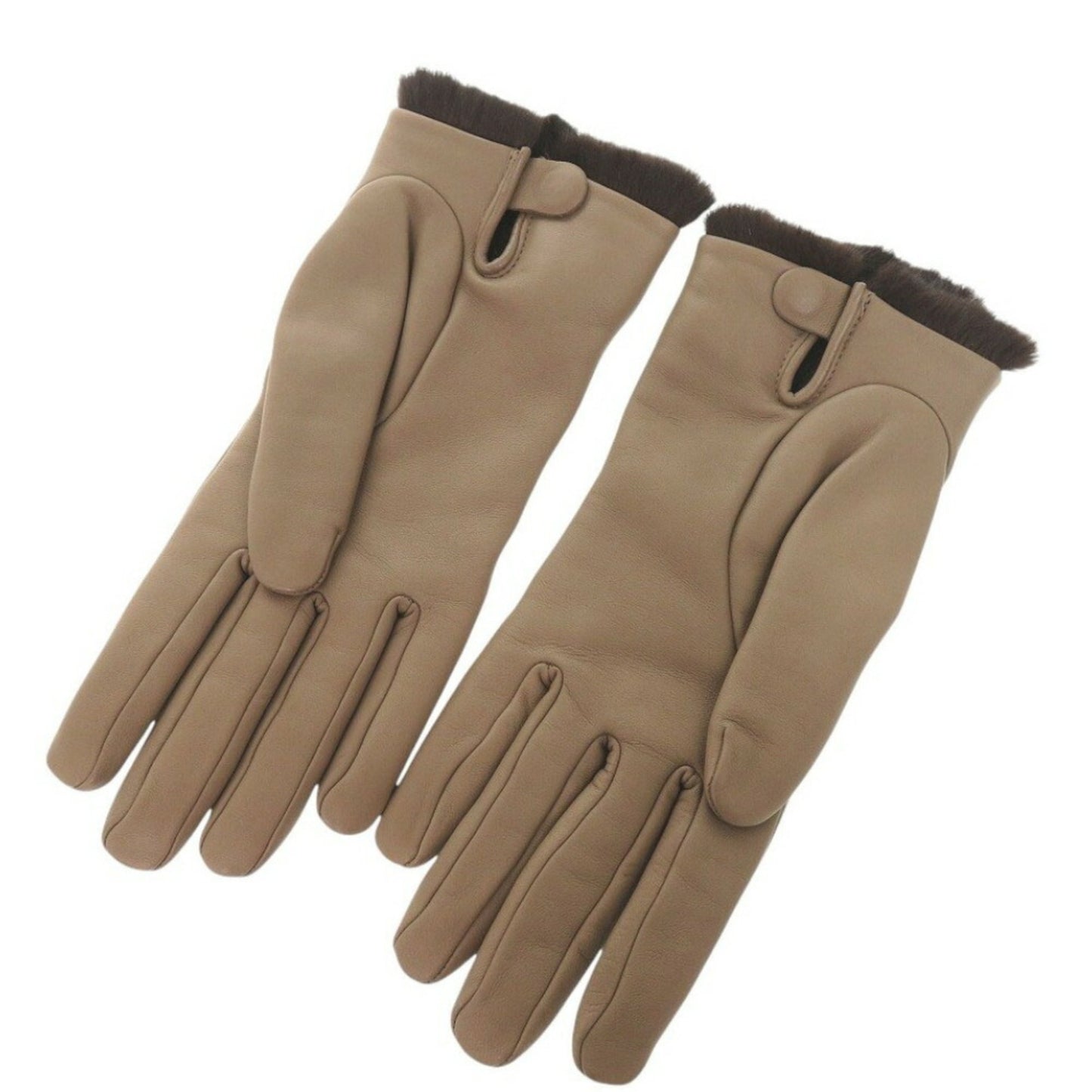 Like New Hermes Cashmere Lambskin Size 7.5 Brown Gloves 1415Hermes