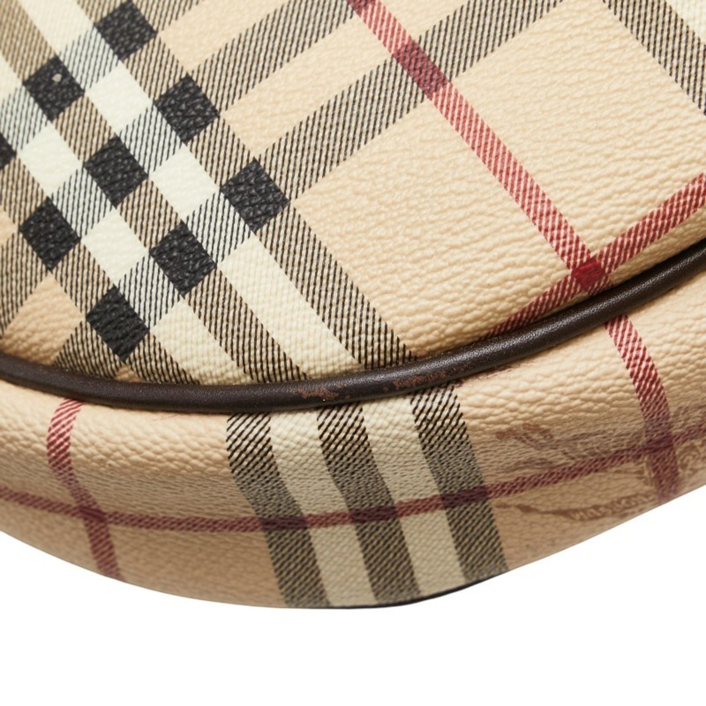 Burberry Nova Check One-Shoulder Bag Handbag Beige Brown Pvc Leather