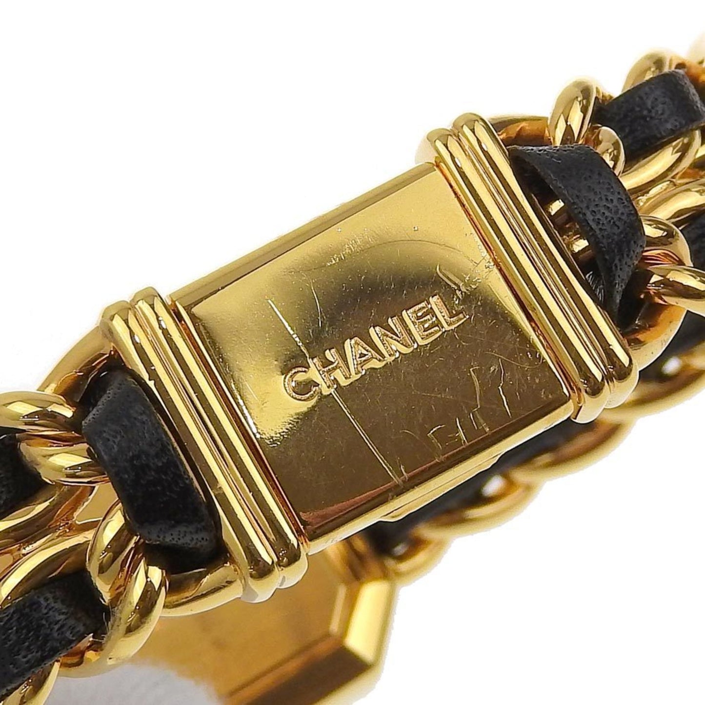 Chanel Chanel Premiere S Watch H0001 Gold-Plated X Leather Quartz Analog Display Black Dial