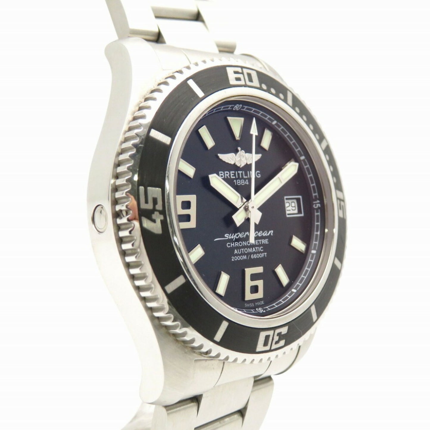 Breitling Superocean 44 A17391 Automatic Watch Stainless Steel Black Dial 0129Breitling