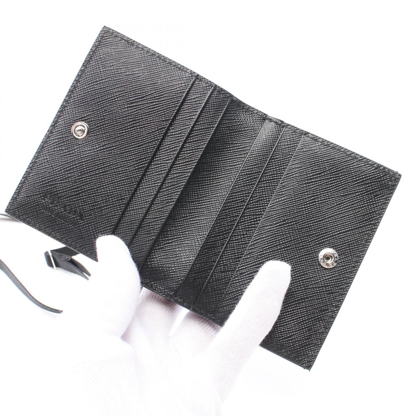 Prada Saffiano Triang Business Card Holder/Card Case Saffiano Leather