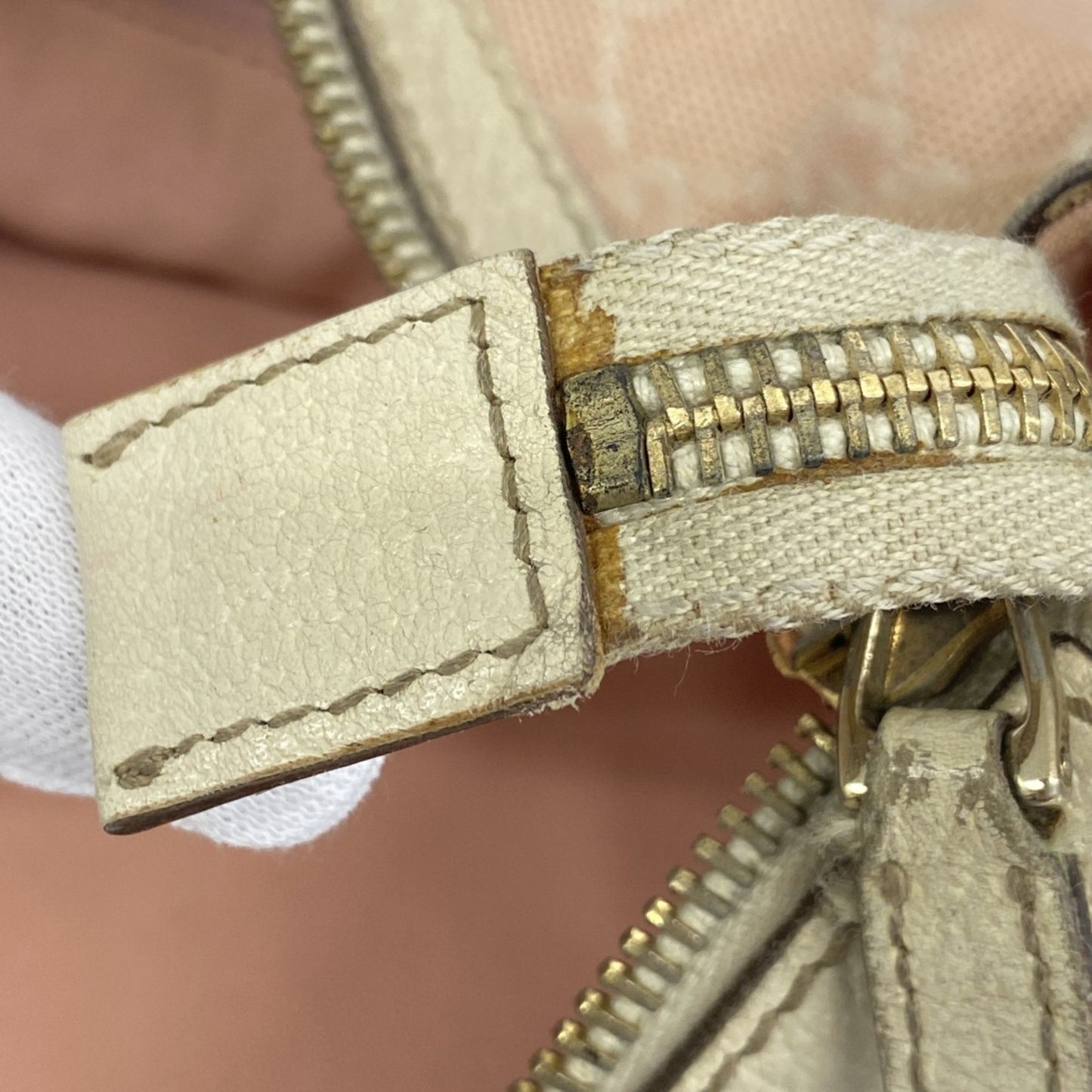 Gucci Gg Canvas Abbey Shoulder Bag 153025 Pink White Silver Champagne