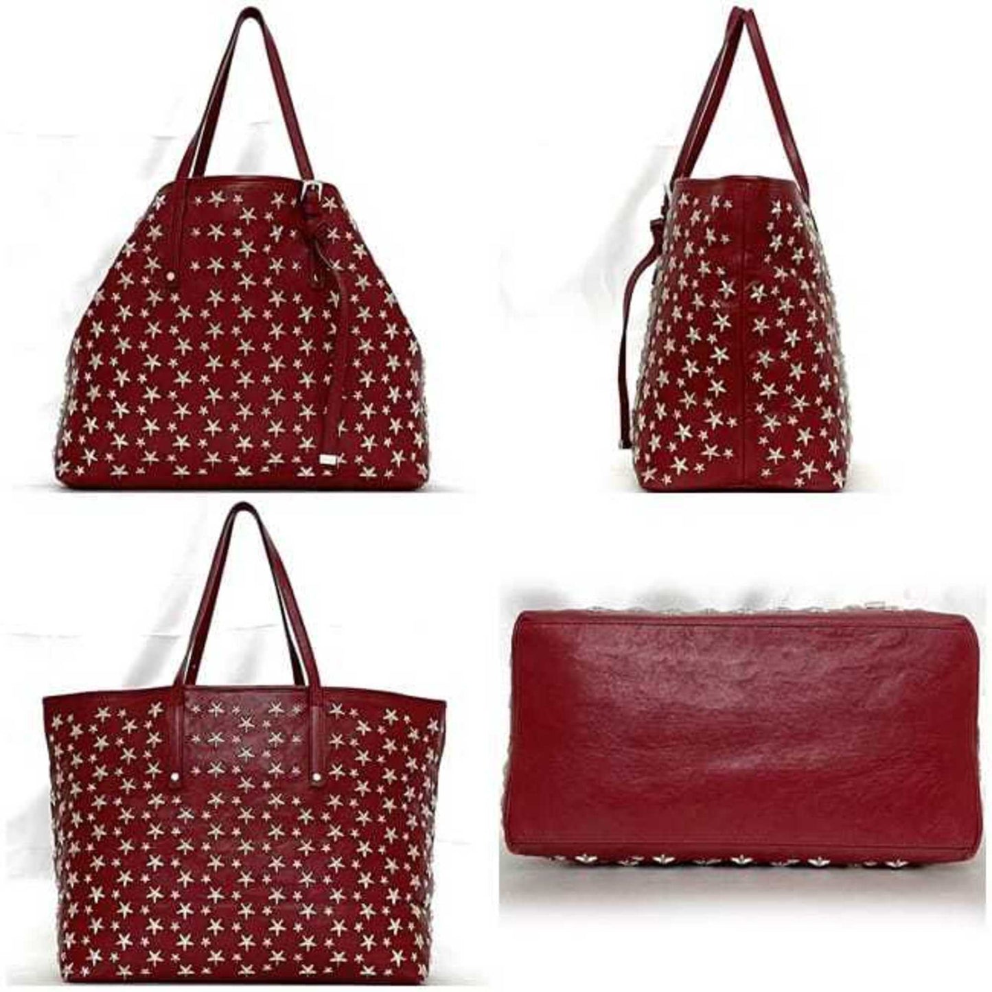 Jimmy Choo Tote Bag Ec-22980 Red Star Studs Leather Jimmy Choo A4