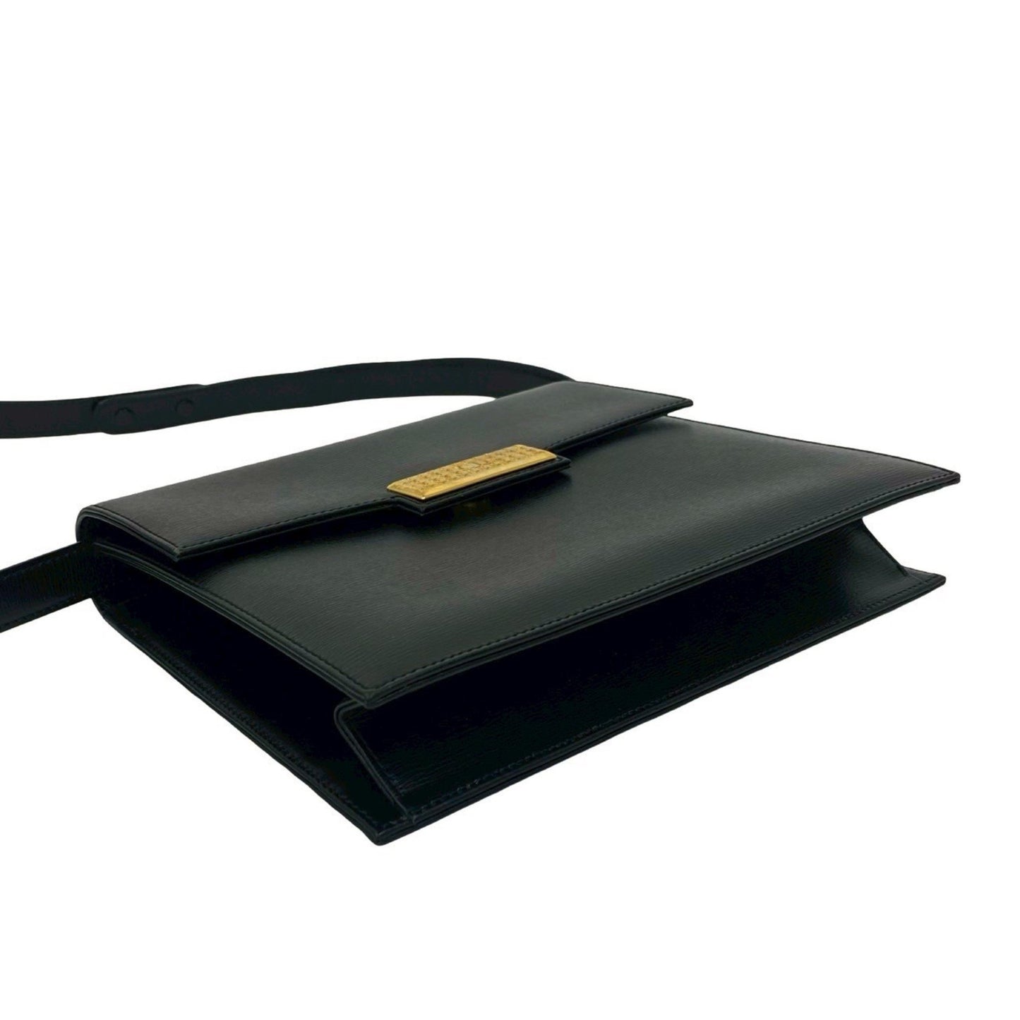 Christian Dior Vintage Cd Logo Hardware Leather Shoulder Bag/Pochette/Sacoche Black 23-10