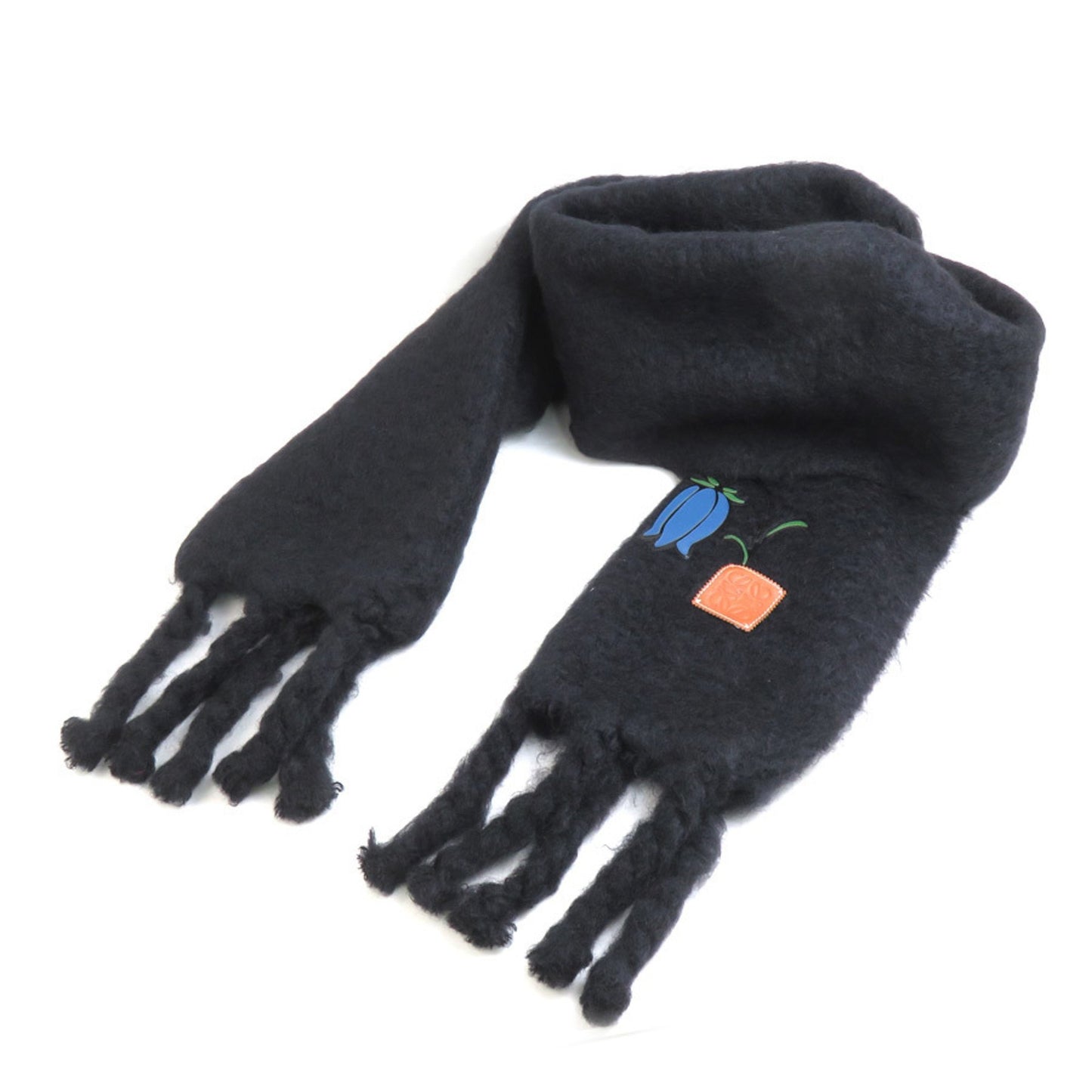 Loewe Anagram Wool Mohair Scarf Black