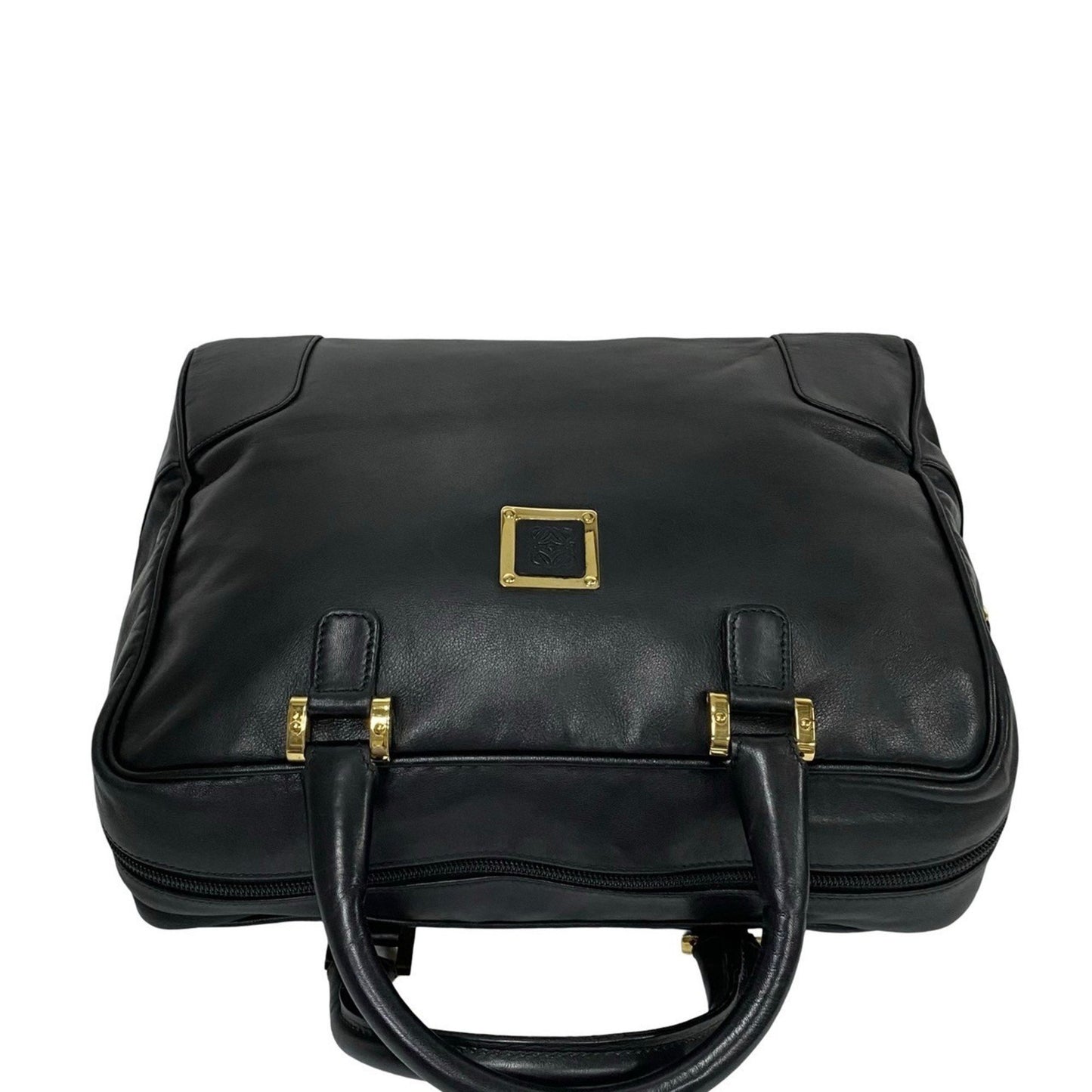 Loewe Anagram Logo Hardware Leather Genuine Handbag Tote Bag Mini Boston Black 155-3
