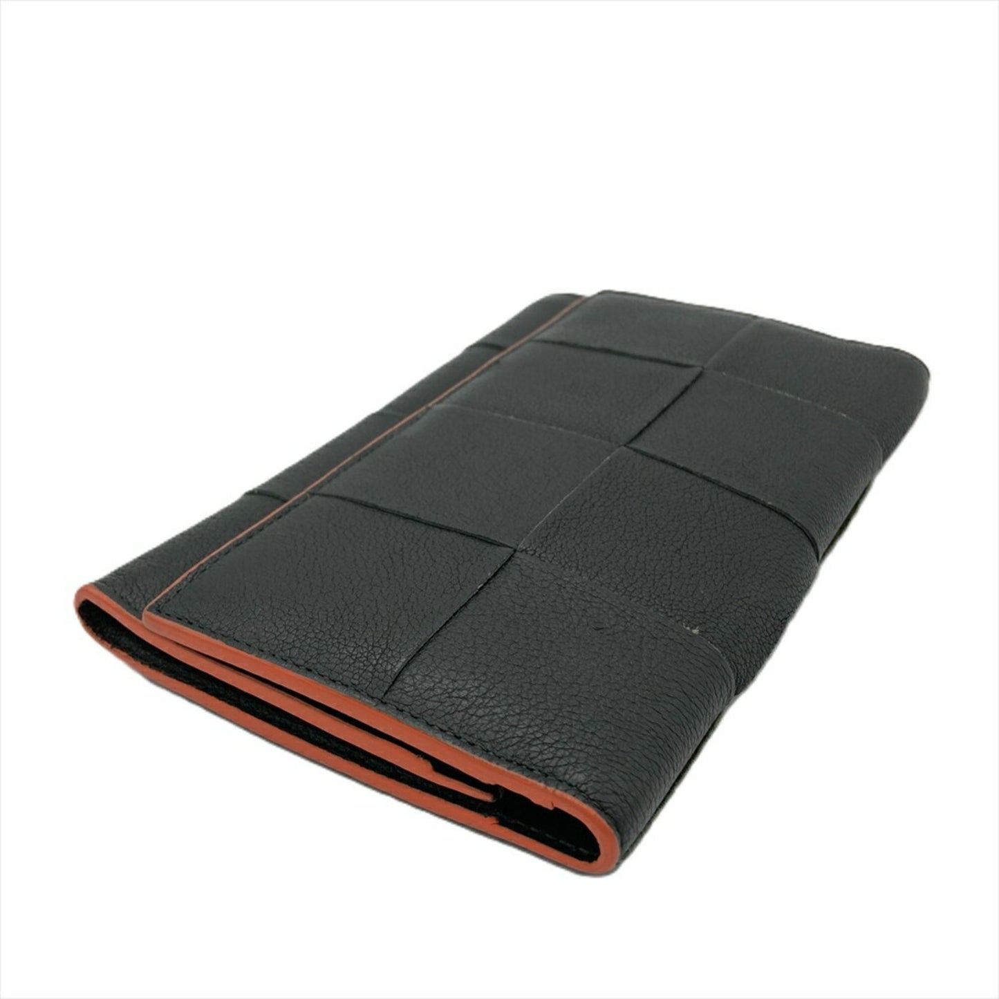 Bottega Veneta Maxi Intrecciato Long Wallet Leather Black Bi-Fold Billfold Itlquedc73Eo