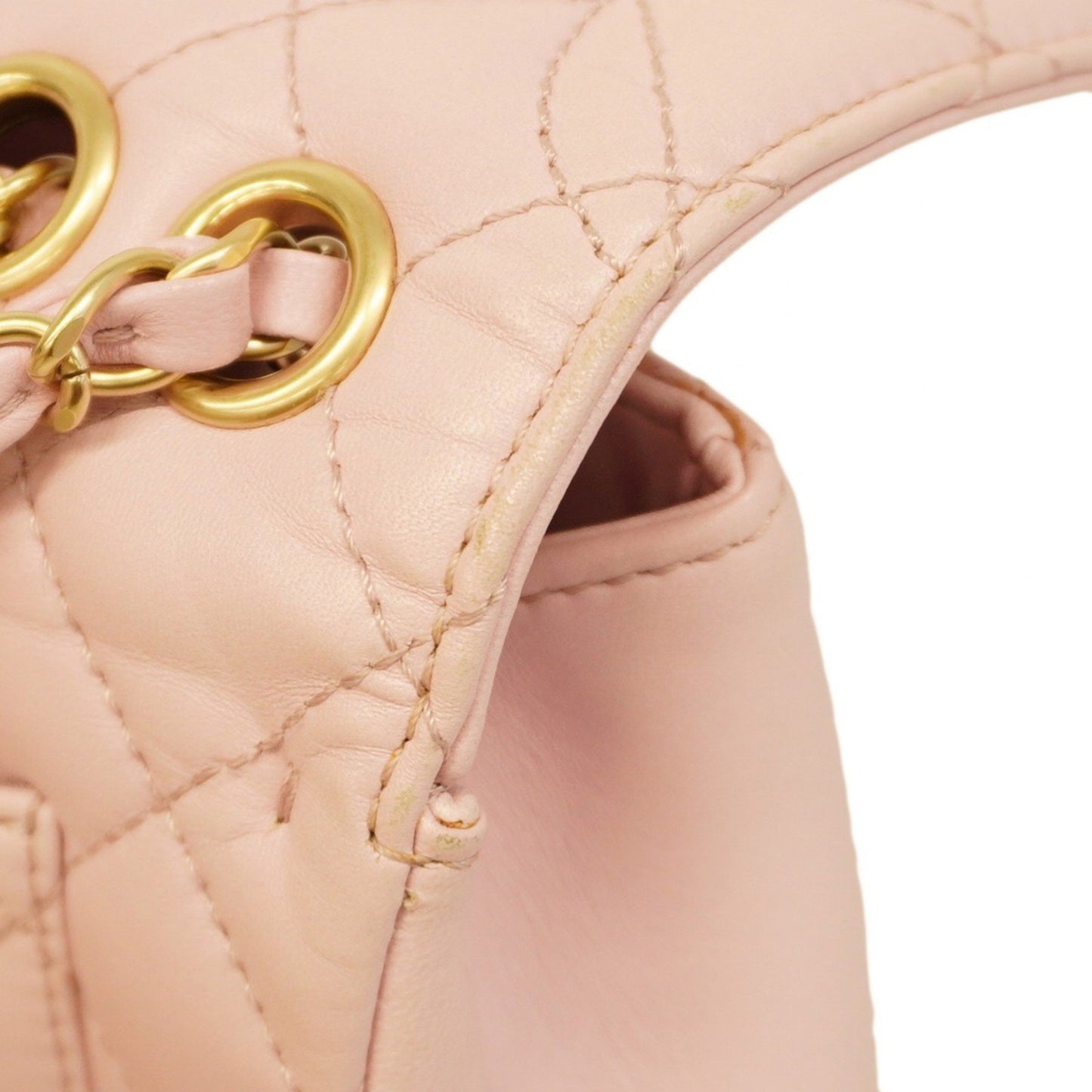 Chanel Shoulder Bag Matelasse W Chain Lambskin Pink Champagne