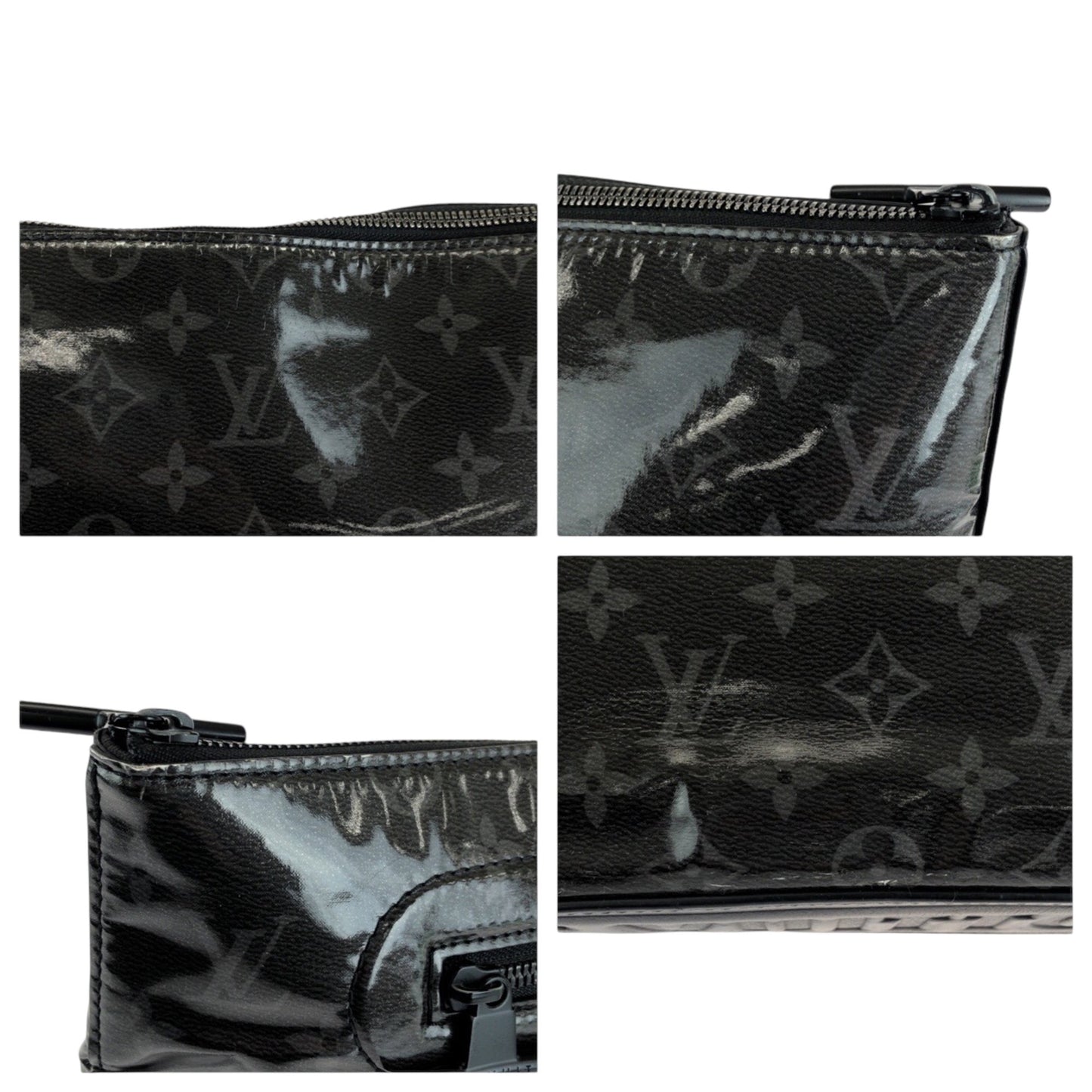 Louis Vuitton Louis Vuitton Monogram Eclipse Pochette Cosmos Black Silver Hardware Patent Leather