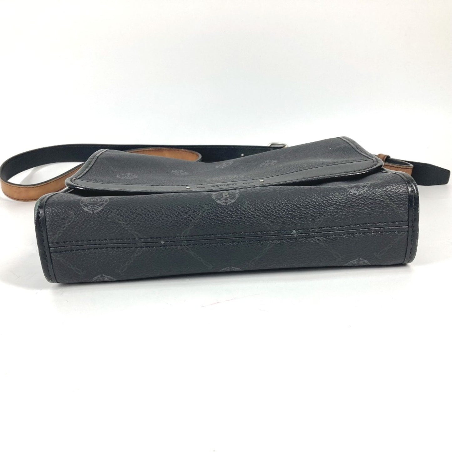 Berlutti Crossbody Flap Messenger Shoulder Bag Blackbased Gray Based