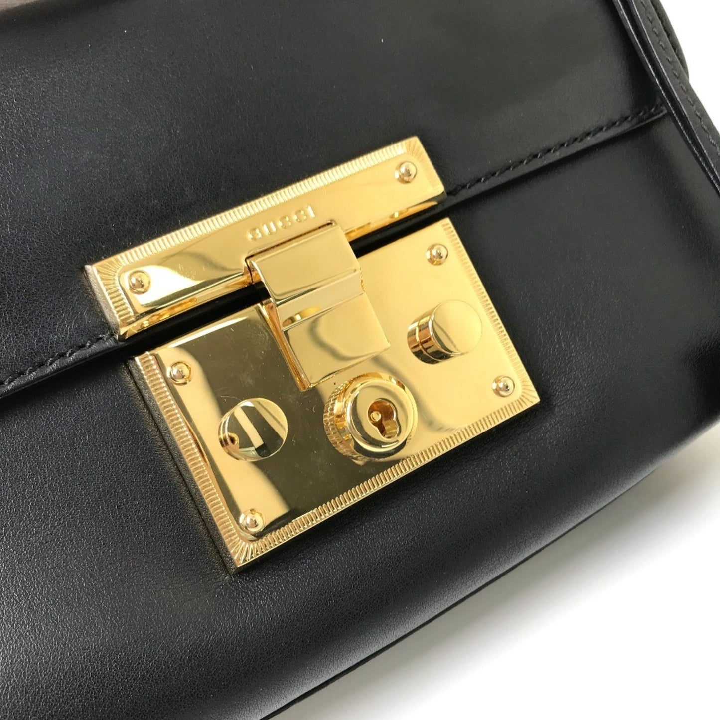 Gucci 409487 Small Padlock Chain Shoulder Bag Leather