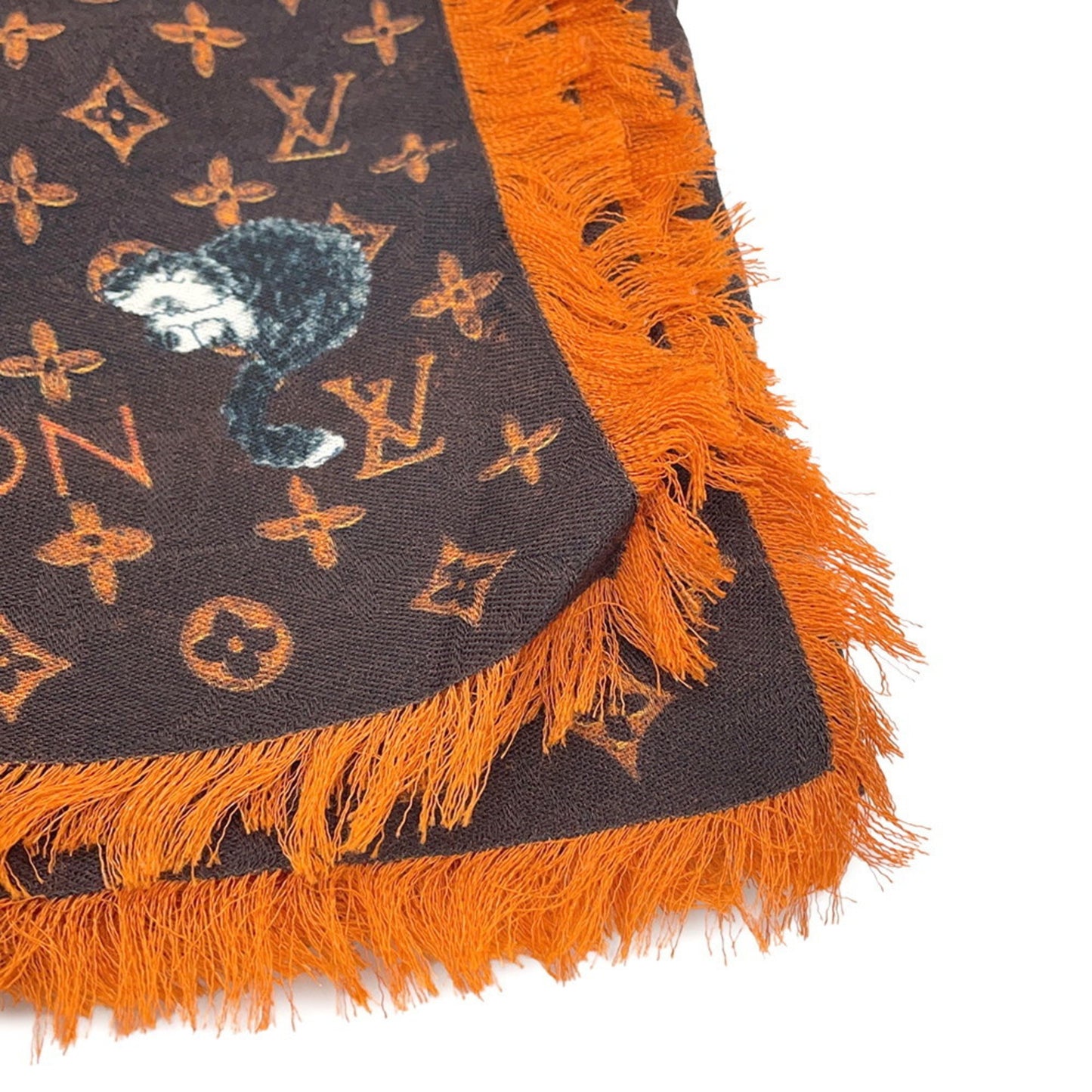 Louis Vuitton Stole Monogram Etoile Catgram Large Wool Silk Mp2265 Louis Vuitton Scarf Cat