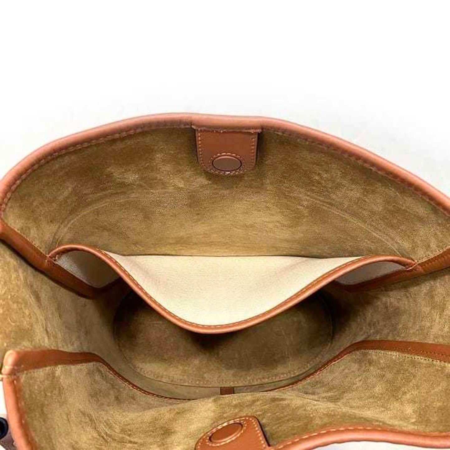 Loewe Shoulder Bag F-21320 Brown Beige Anagram A710W86X01 Bucket Hobo Canvas Leather 062115