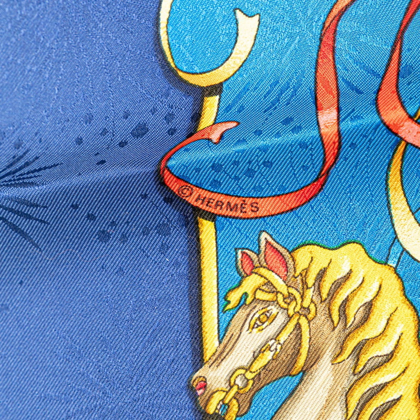 Hermes Carre 90 Luna Park Amusement Park Scarf Muffler Blue Gold Multicolor Silk