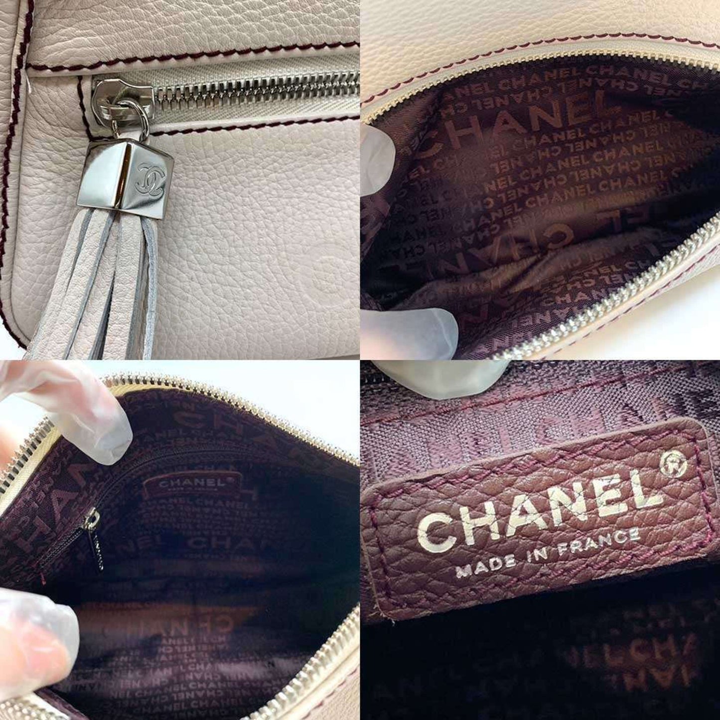 Chanel Shoulder Bag Horizontal White Tassel