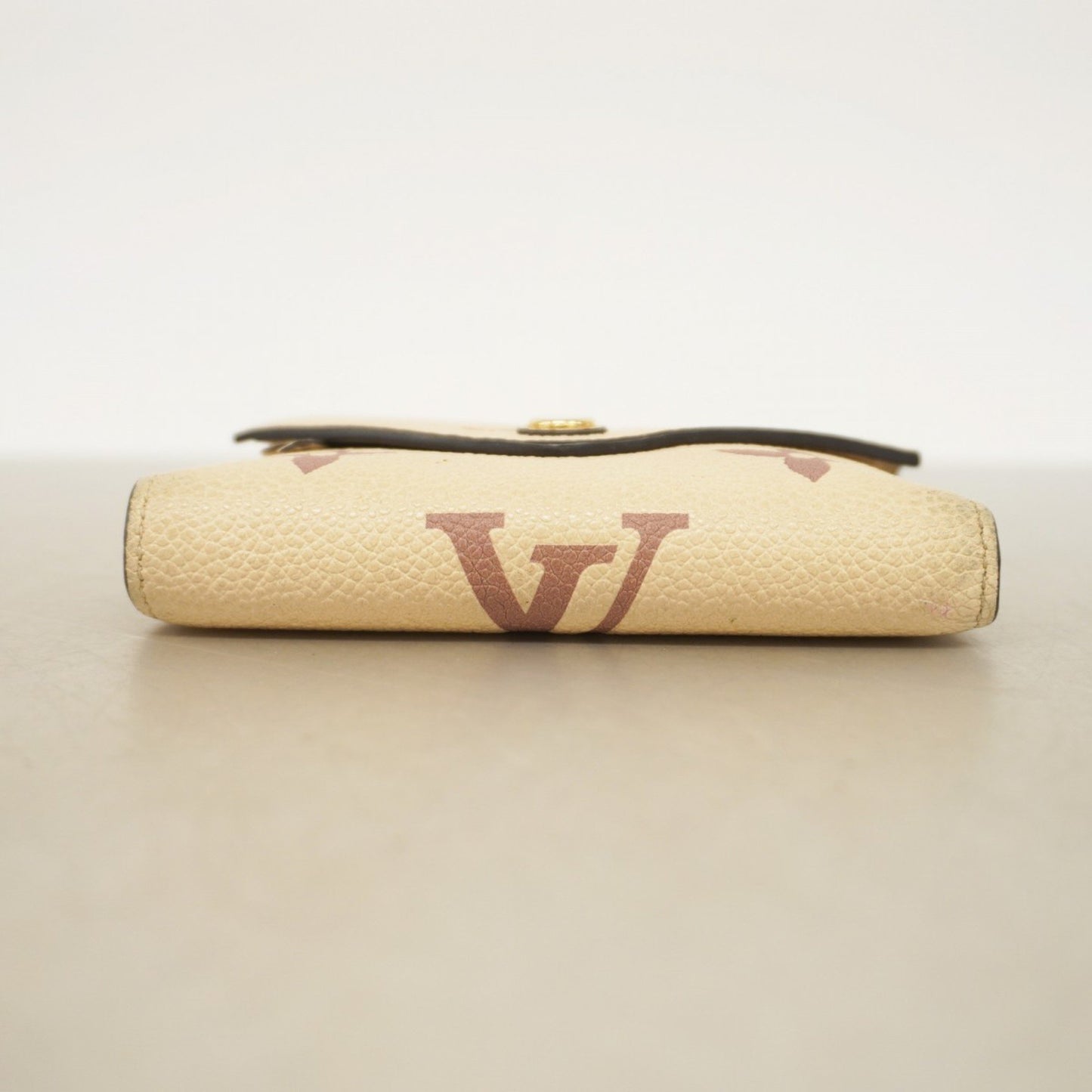 Louis Vuitton Monogram Empreinte Bicolor Tri-Fold Wallet Portefeuille Victorine M80086 Crme Bois De