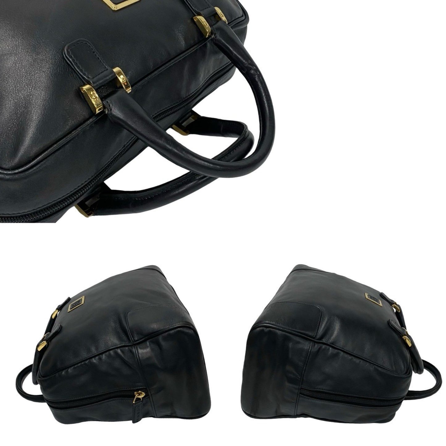 Loewe Anagram Logo Hardware Leather Genuine Handbag Tote Bag Mini Boston Black 155-3