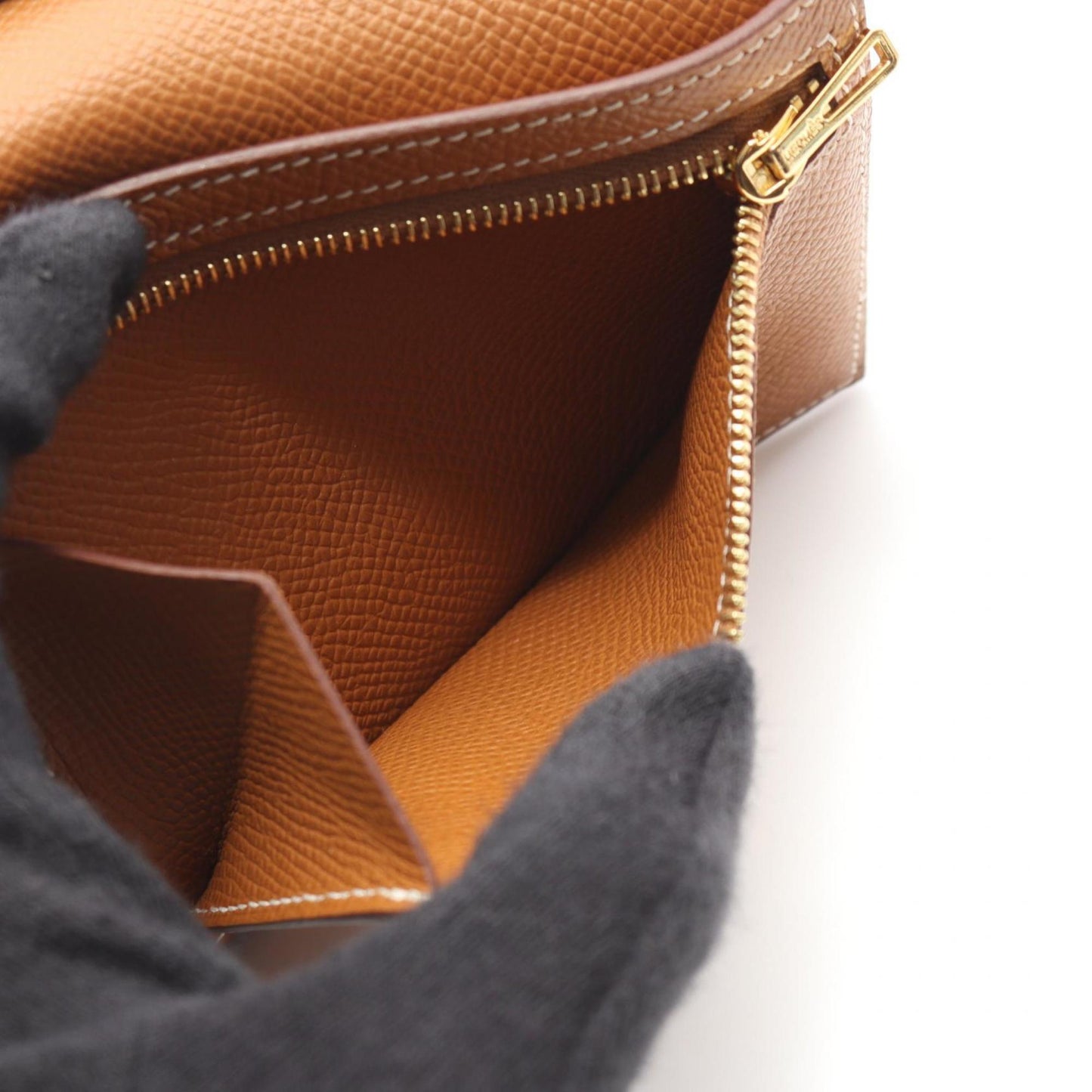 Hermes Herms Bearn Compact Gold Bifold Wallet
