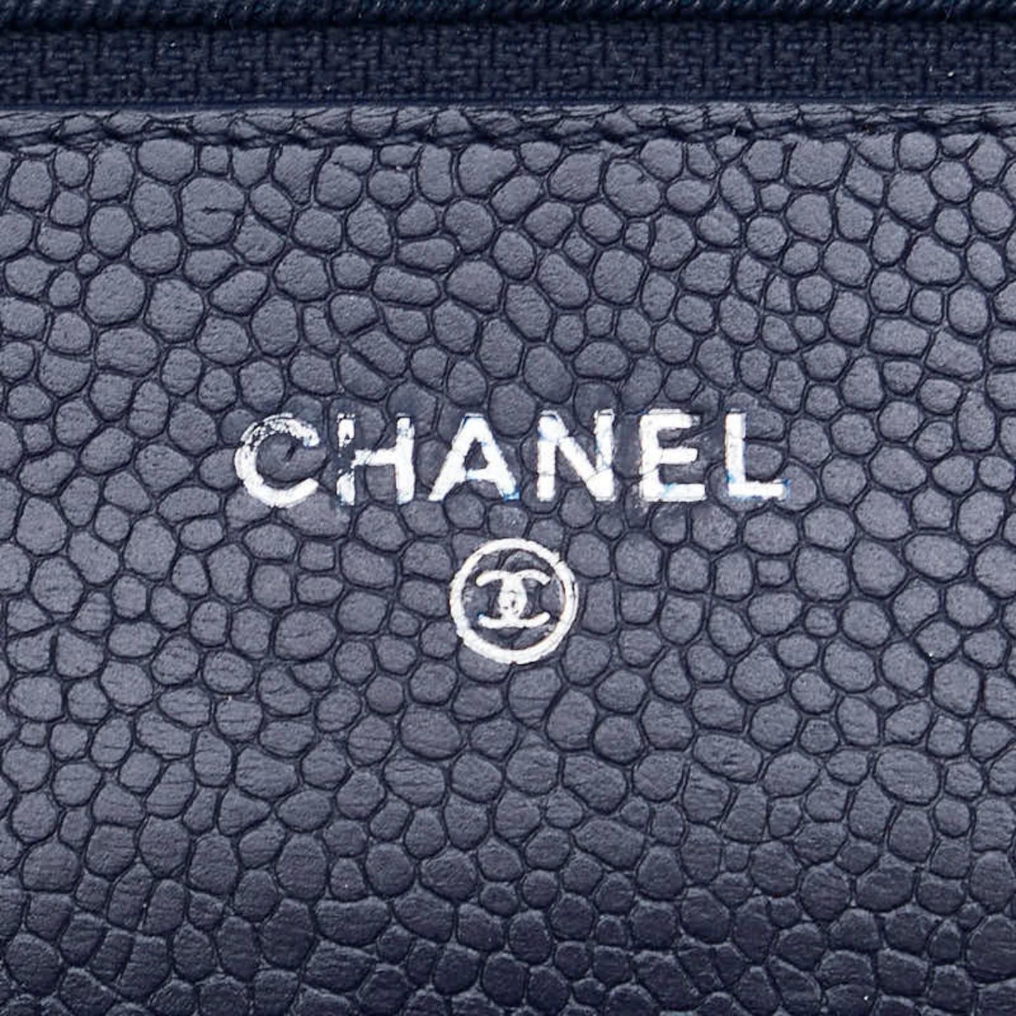 Chanel Coco Mark Matelasse Long Wallet Chain Bag Navy Caviar Skin