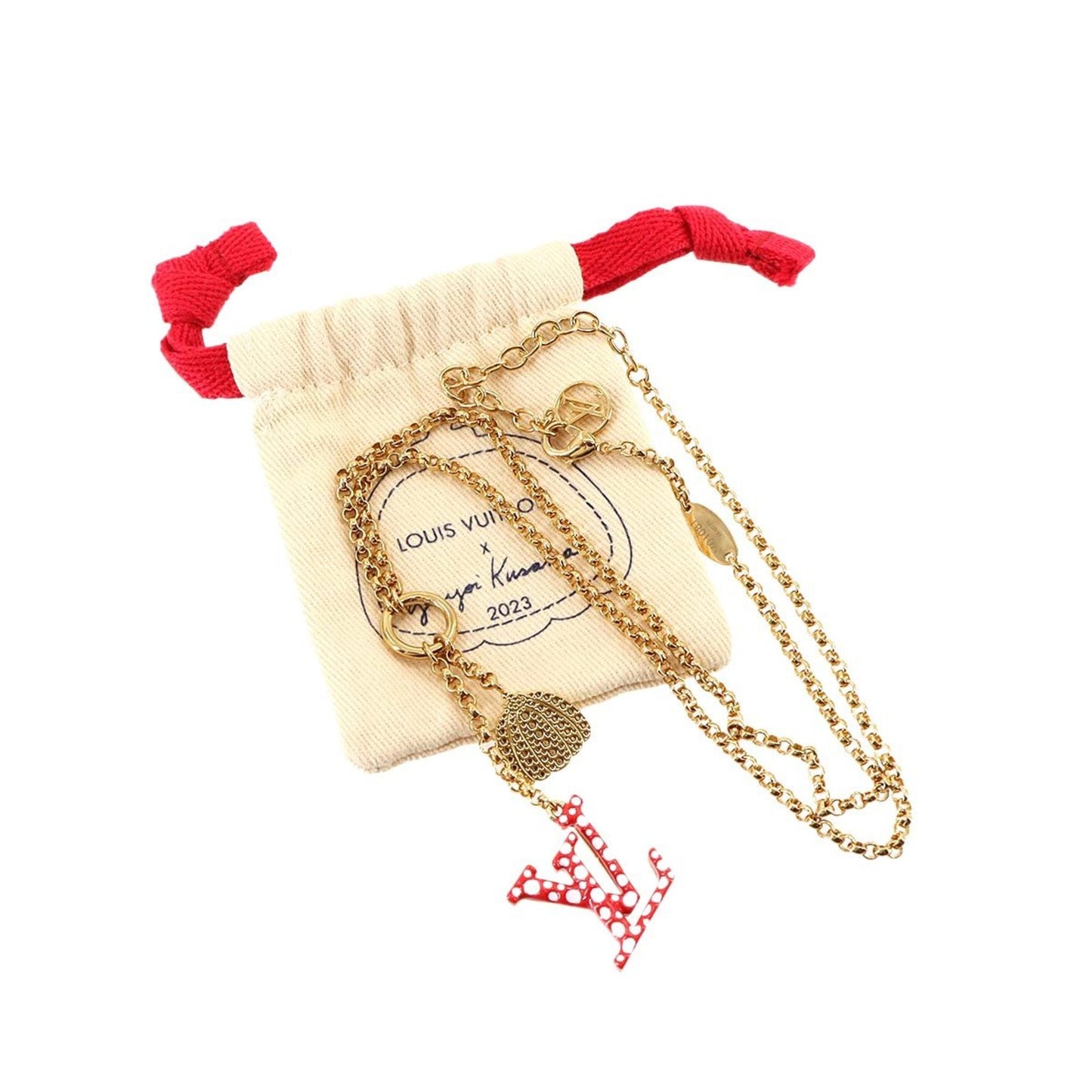 Louis Vuitton Lv X Yk Collier Iconic Infinity Dot Necklace In Red Gold (M01081) By Yayoi Kusama