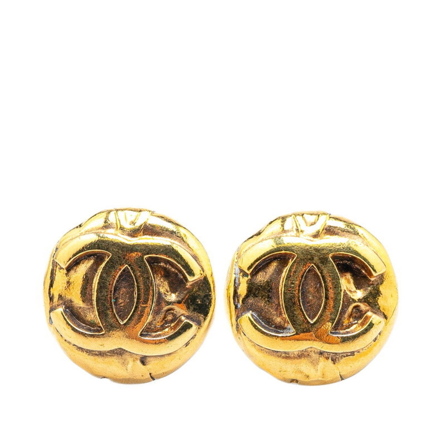 Chanel Coco Mark Round Earrings Gold Plated