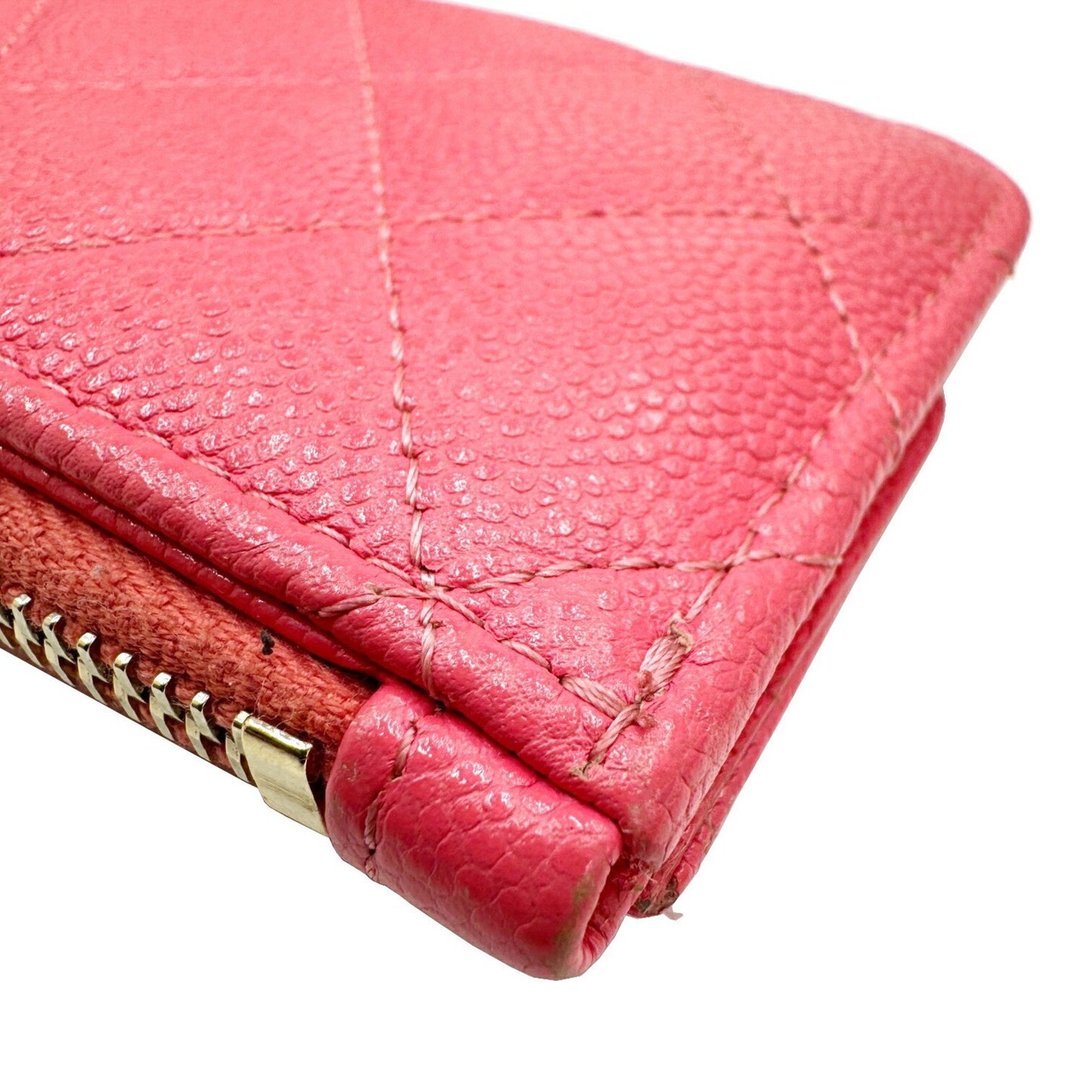 Chanel Chanel Matelasse Coin Case Wallet Card Business Holder Caviar Skin Ap2570 Pink Random Number
