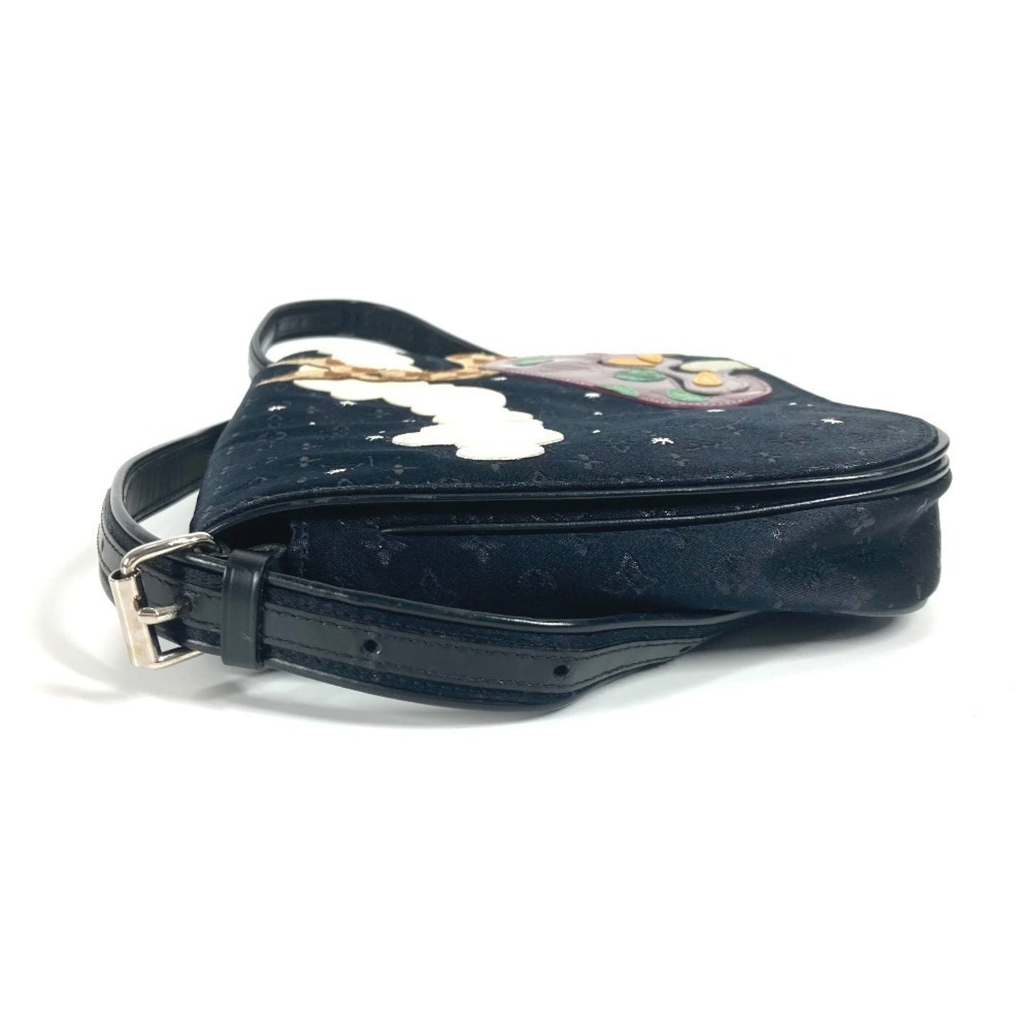 Louis Vuitton M92273 Monogram Satin Comte De Faie Musette Crossbody Flap Bag Pochette Shoulder