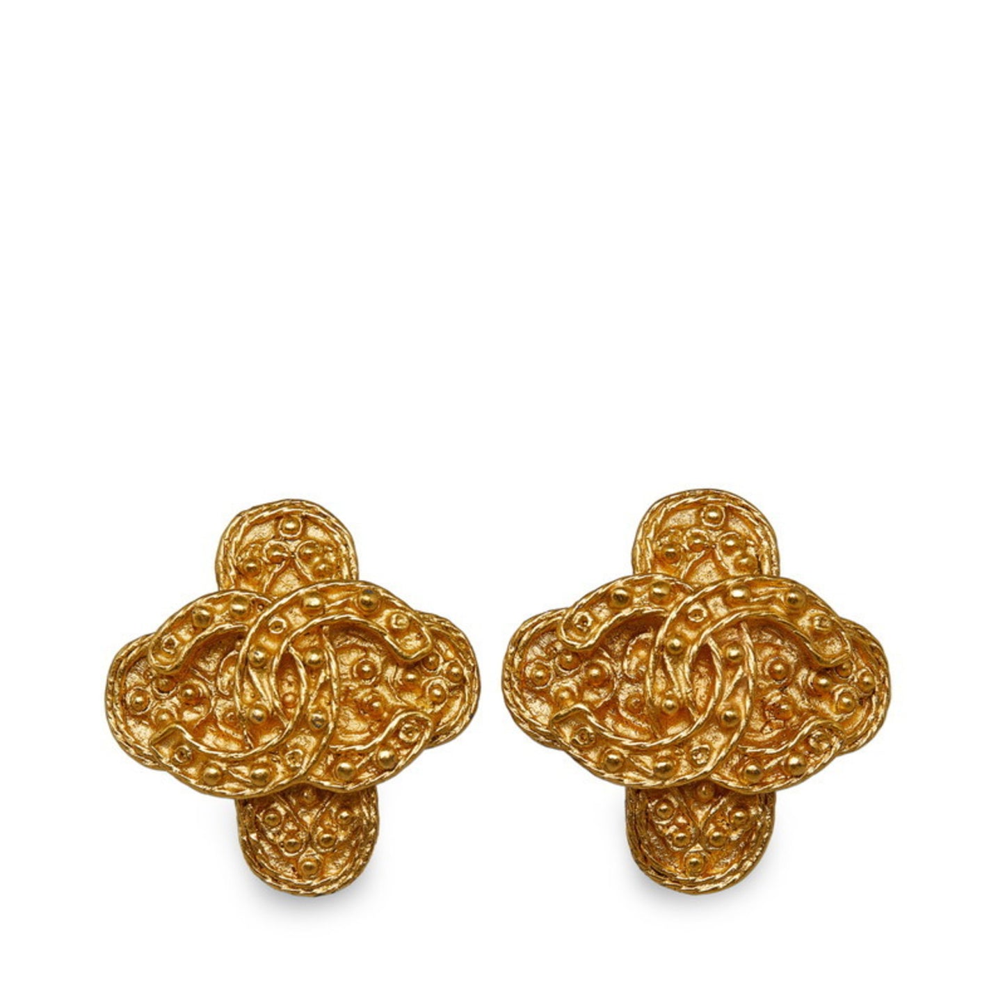 Chanel Coco Mark Cross Earrings Gold Plated