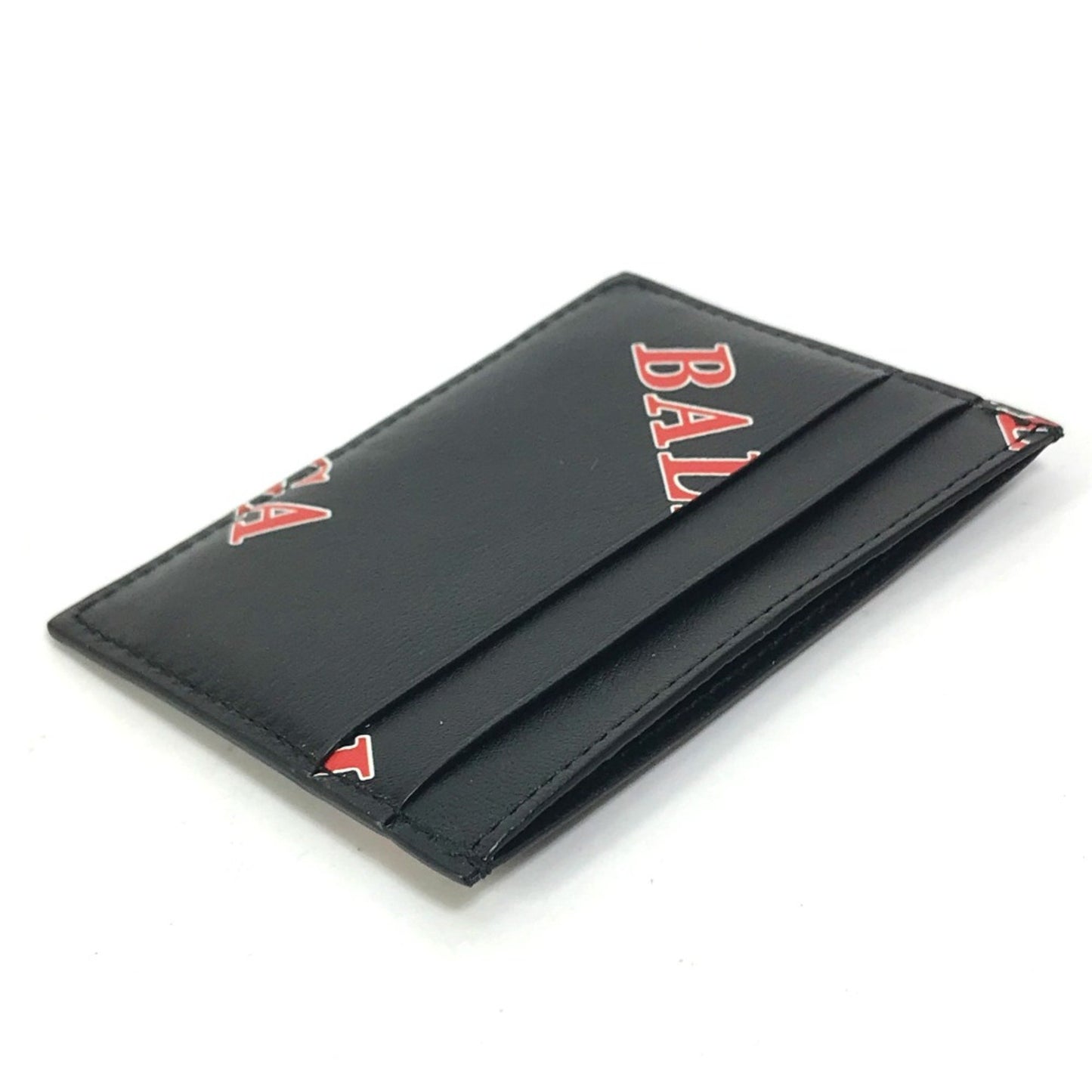 Balenciaga 594309 Logo Print Name Card Holder Card Case Black