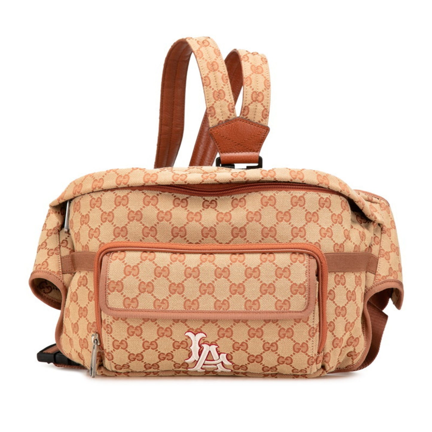 Gucci Gg Canvas La Angels Waist Bag Backpack 536842 Brown Leather