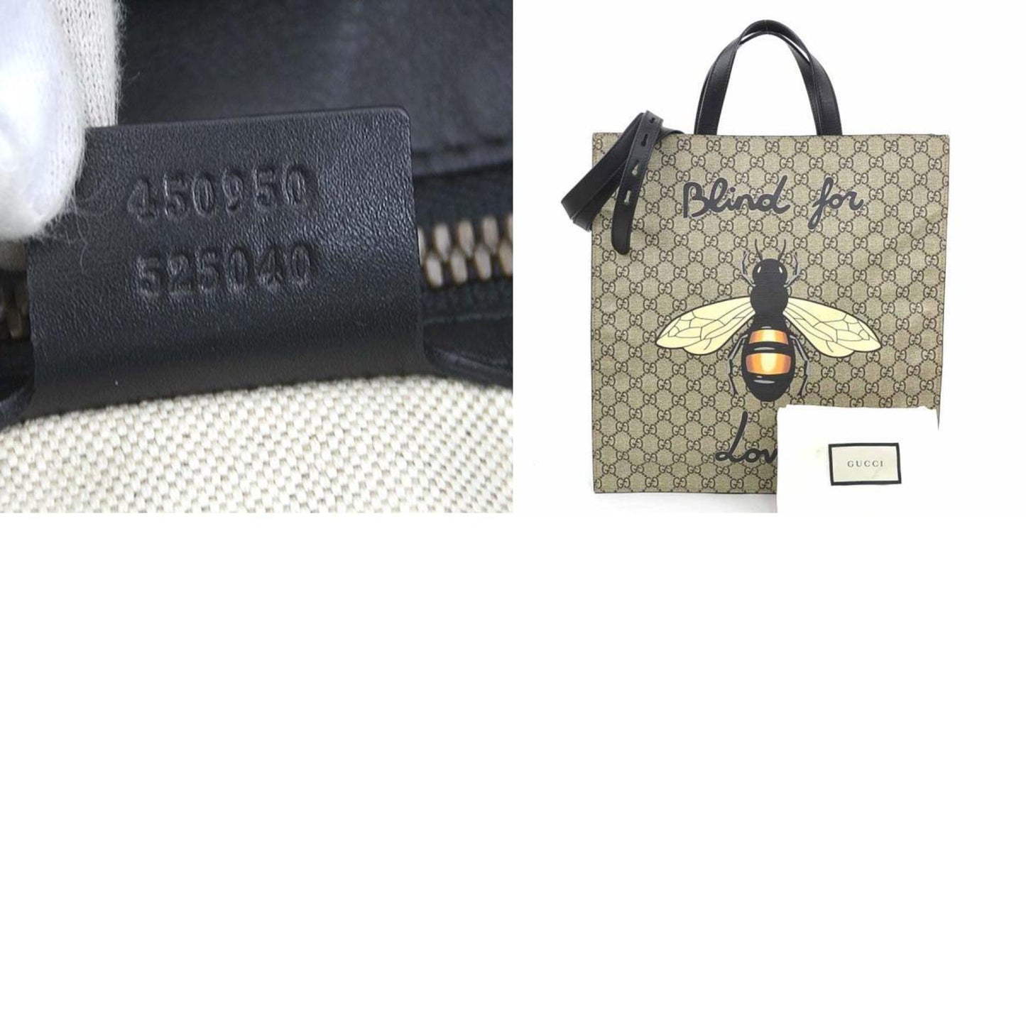 Gucci Handbag Shoulder Bag Bee Print Gg Supreme Canvas Leather Black X Brown