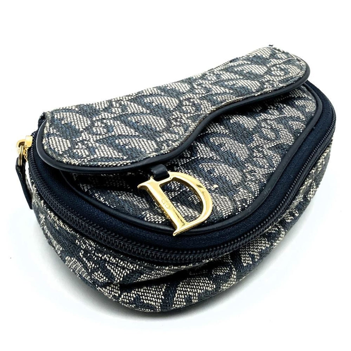 Dior Pouch Navy Blue Canvas Trotter Saddle