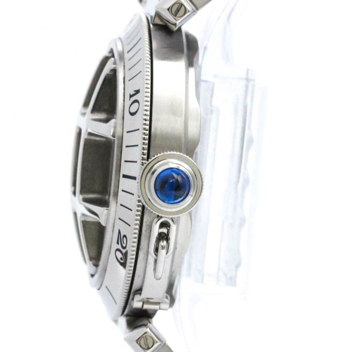 Polished Cartier Pasha 38 Grid Steel Automatic