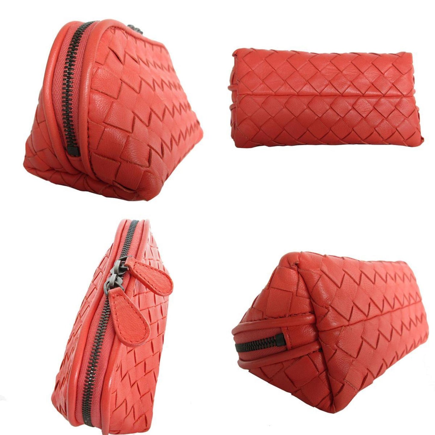 Bottega Veneta Pouch Bag Intrecciato Leather Orange Pink