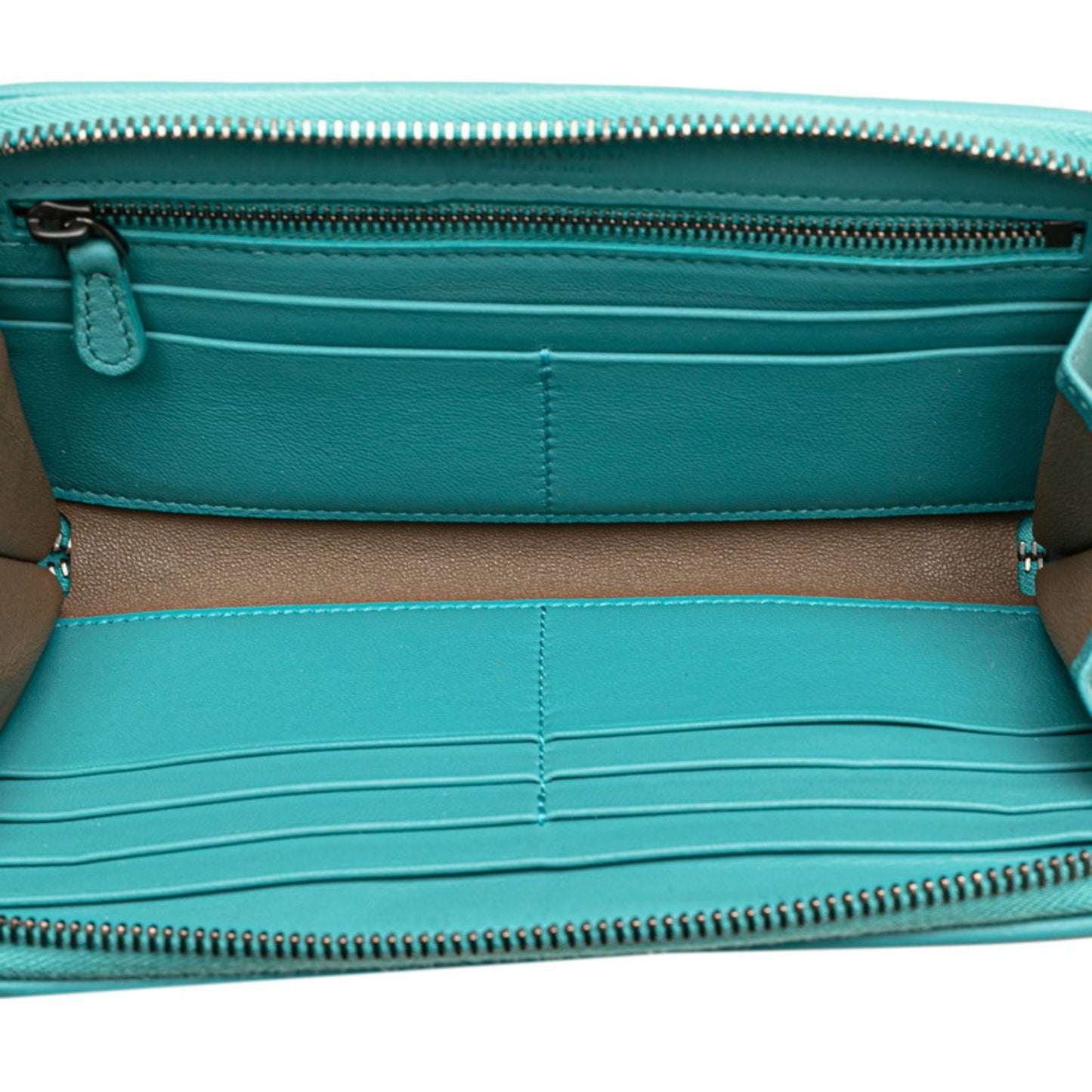 Bottega Veneta Intrecciato Round Zip Long Wallet Emerald Green Leather
