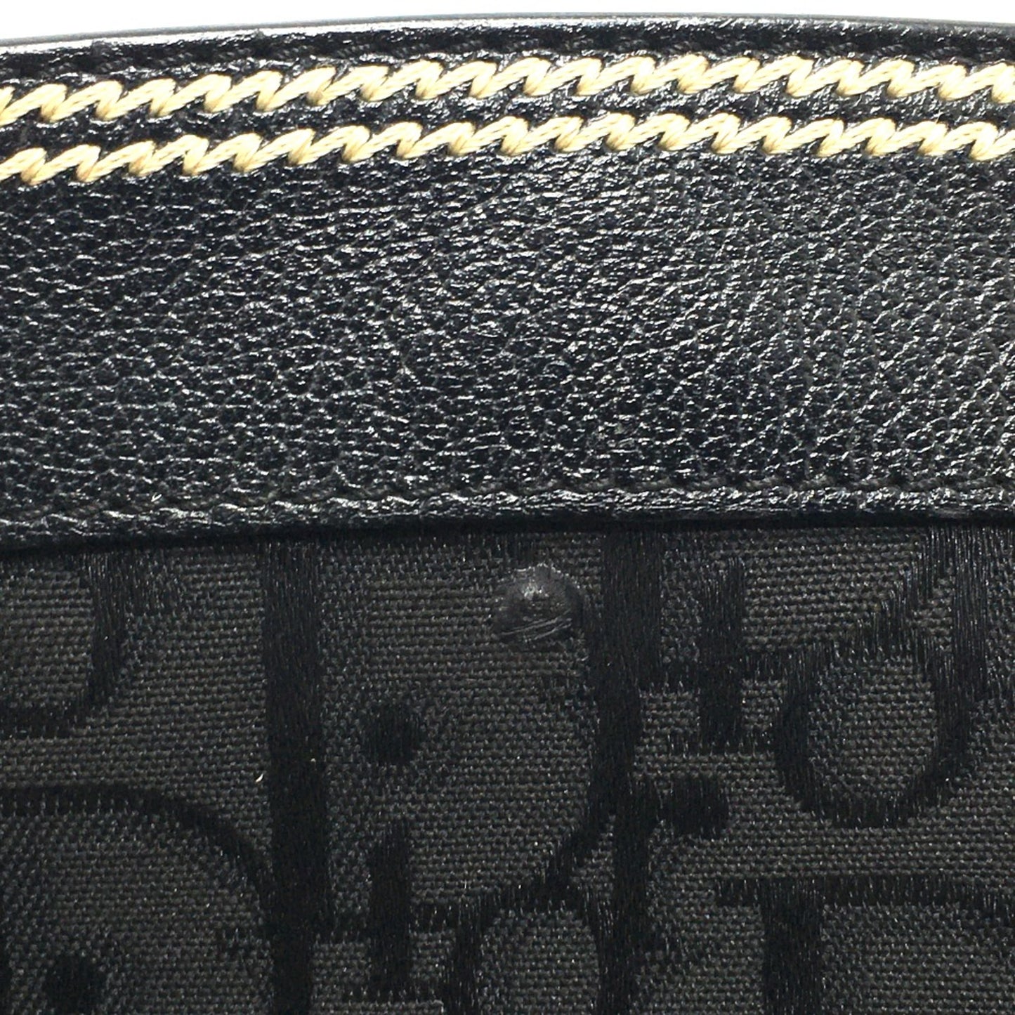 Christian Christian Dior Flower Embroidery Bag Shawl Tote Bag Black