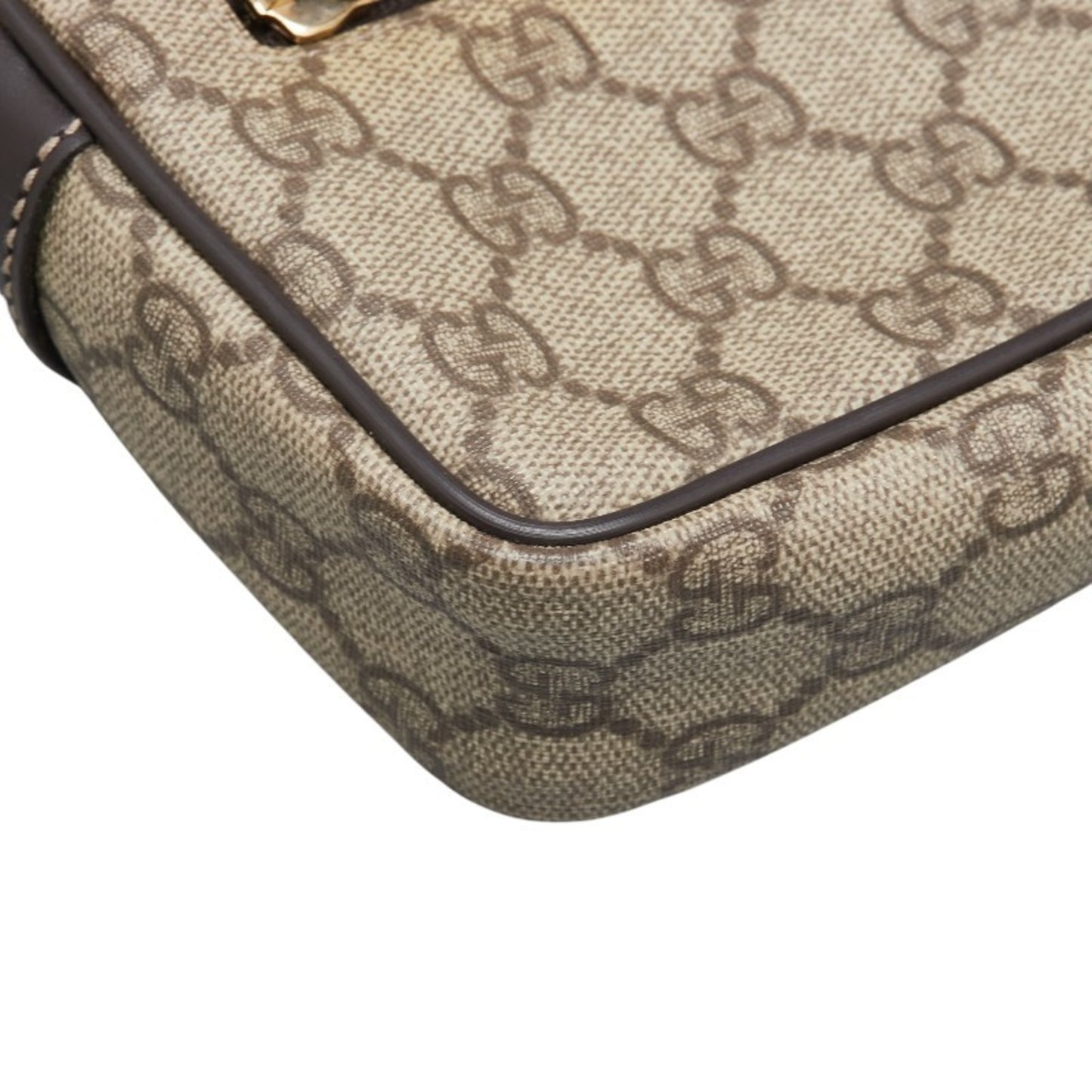 Gucci Gg Supreme Crossbody Shoulder Bag 201447 Beige Brown Leather