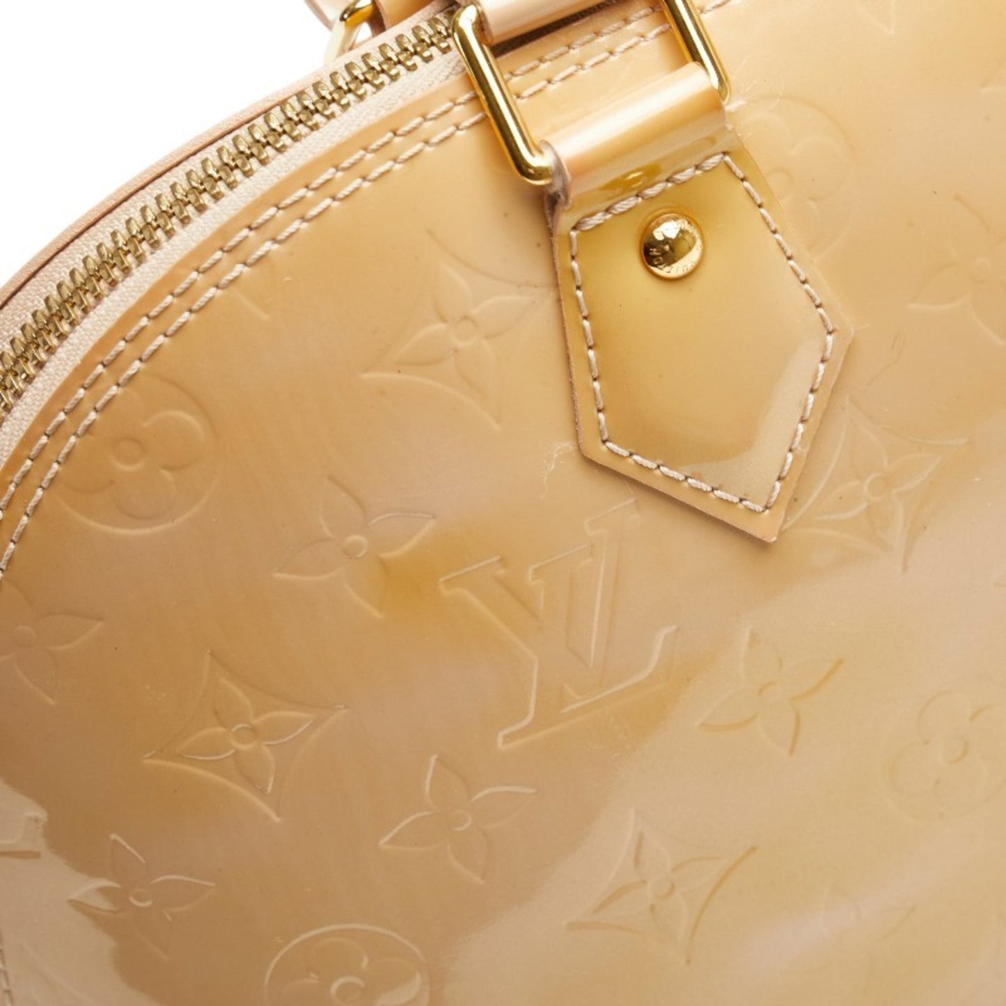 Louis Vuitton Monogram Vernis Alma Pm Handbag M91751 Beige Poodle Patent Leather
