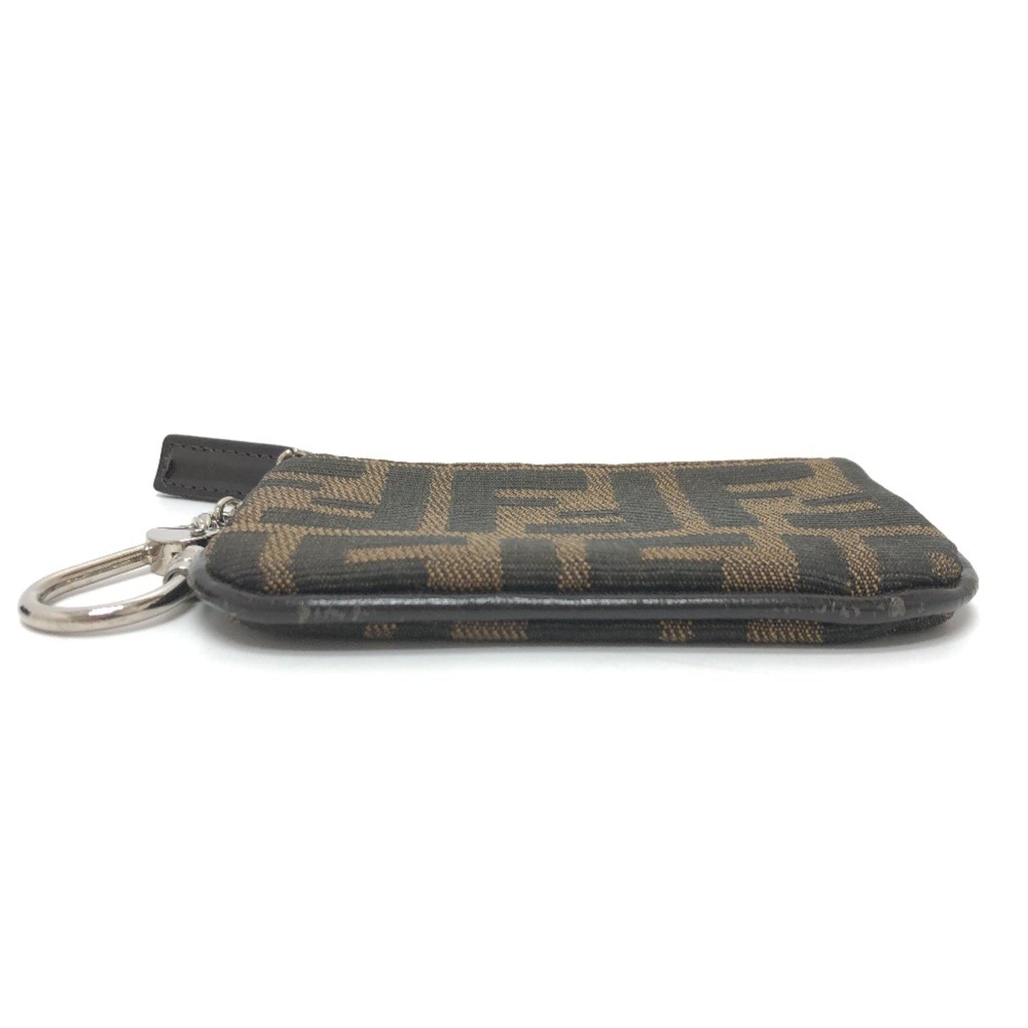 Fendi Zucca Coin Purse Brown Silverhardware