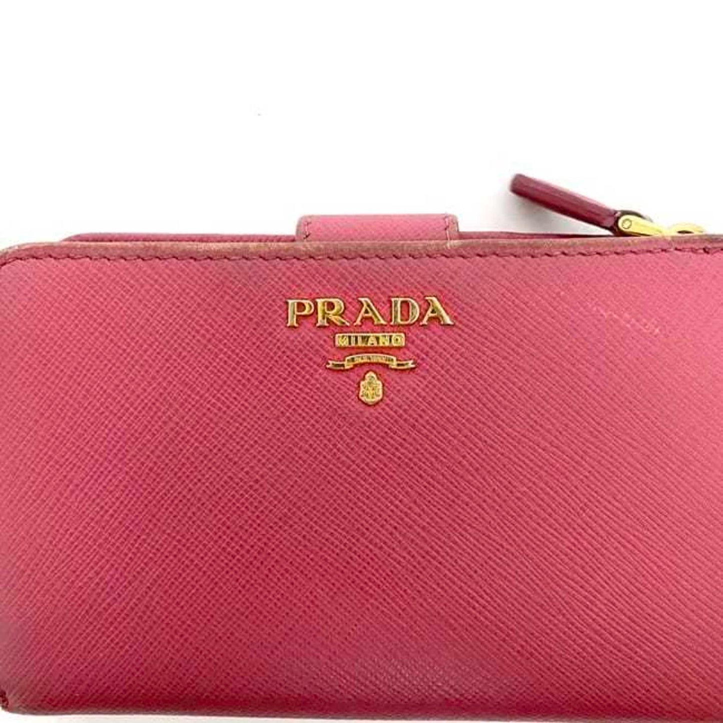Prada Bi-Fold Wallet Ec-22190 Pink 1Ml225 Saffiano Leather 230 A Prada Compact