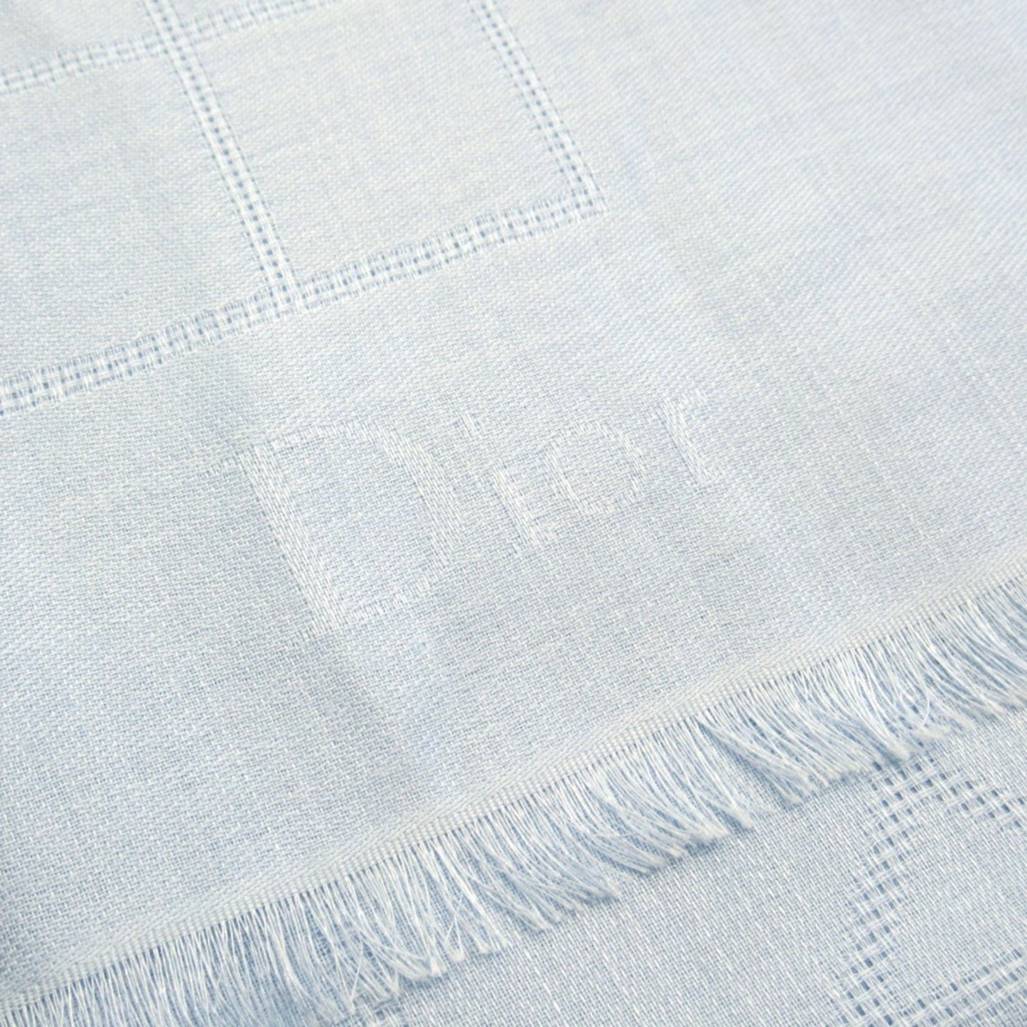 Christian Dior Cannage Jacquard Large Stole/Scarf Shawl Silk Cashmere Blend Logo Blue