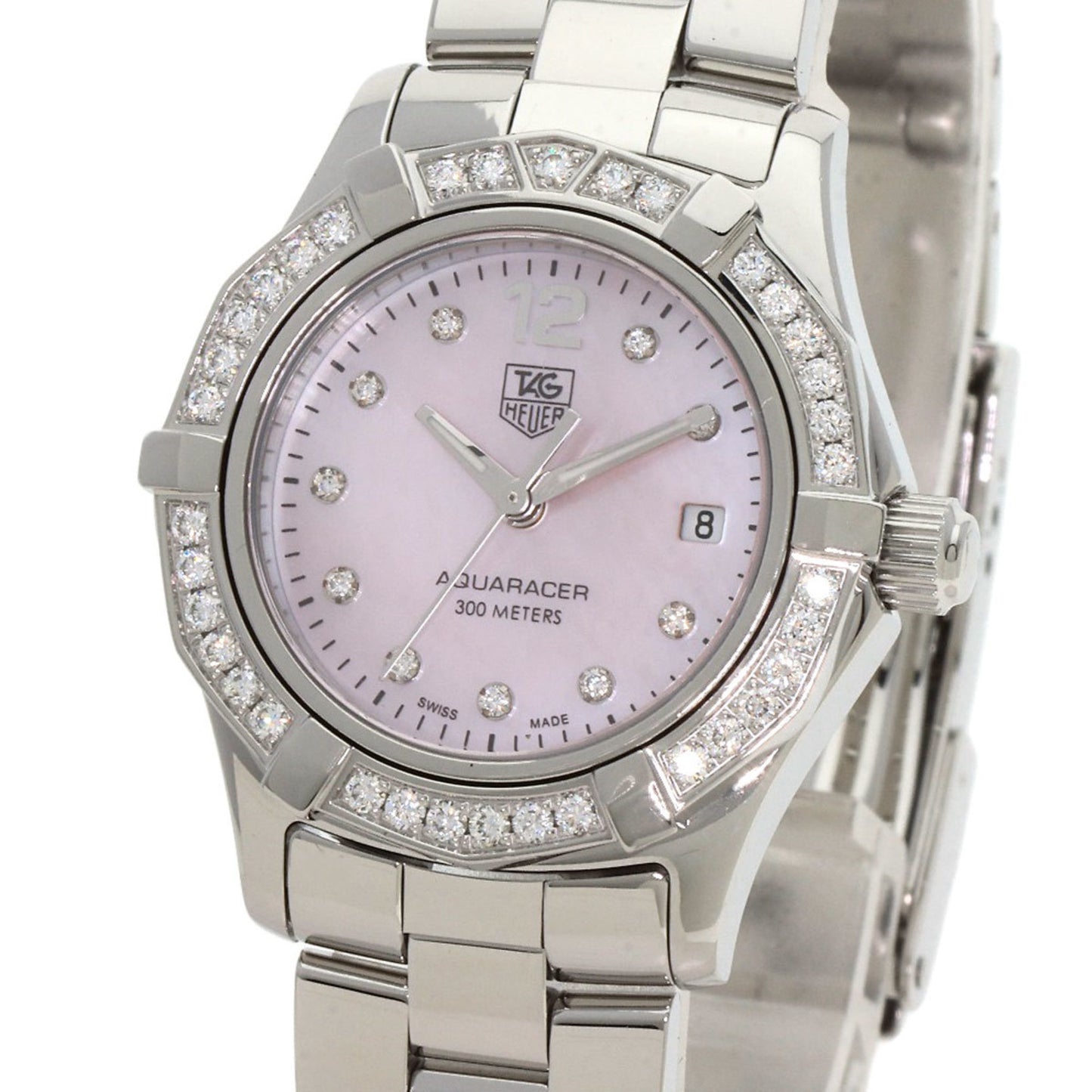 Tag Heuer Waf141B Aquaracer Bezel 10P Diamond Watch Stainless Steel Ss