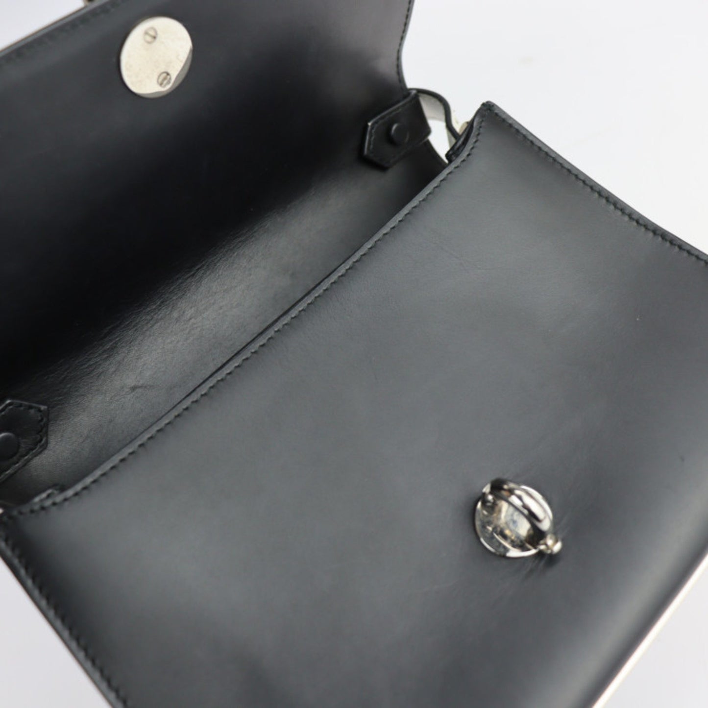 Balenciaga Balenciaga Mini Trapeze Mailon Handbag 331916 Calf Leather Black Ivory System Silver