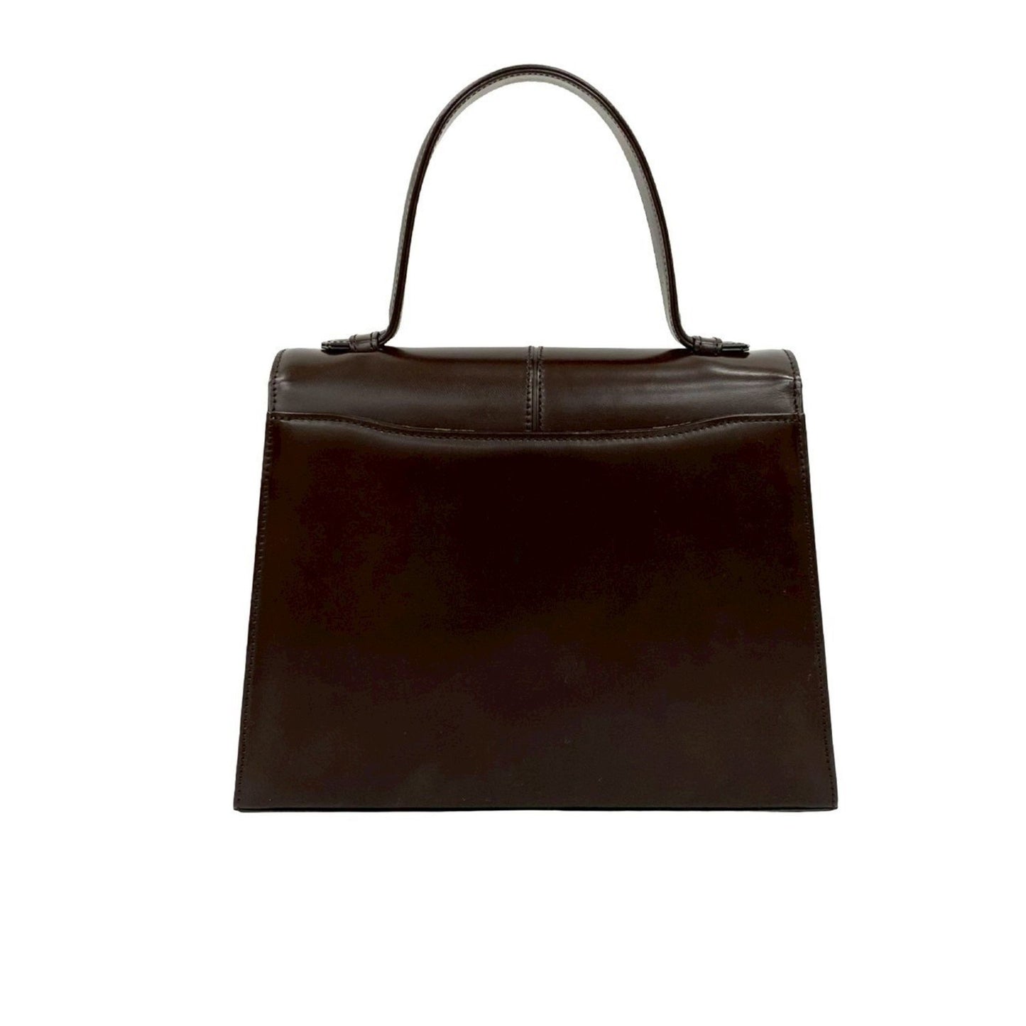 Yves Saint Laurent Ysl Logo Hardware Genuine Leather Handbag Brown 06612