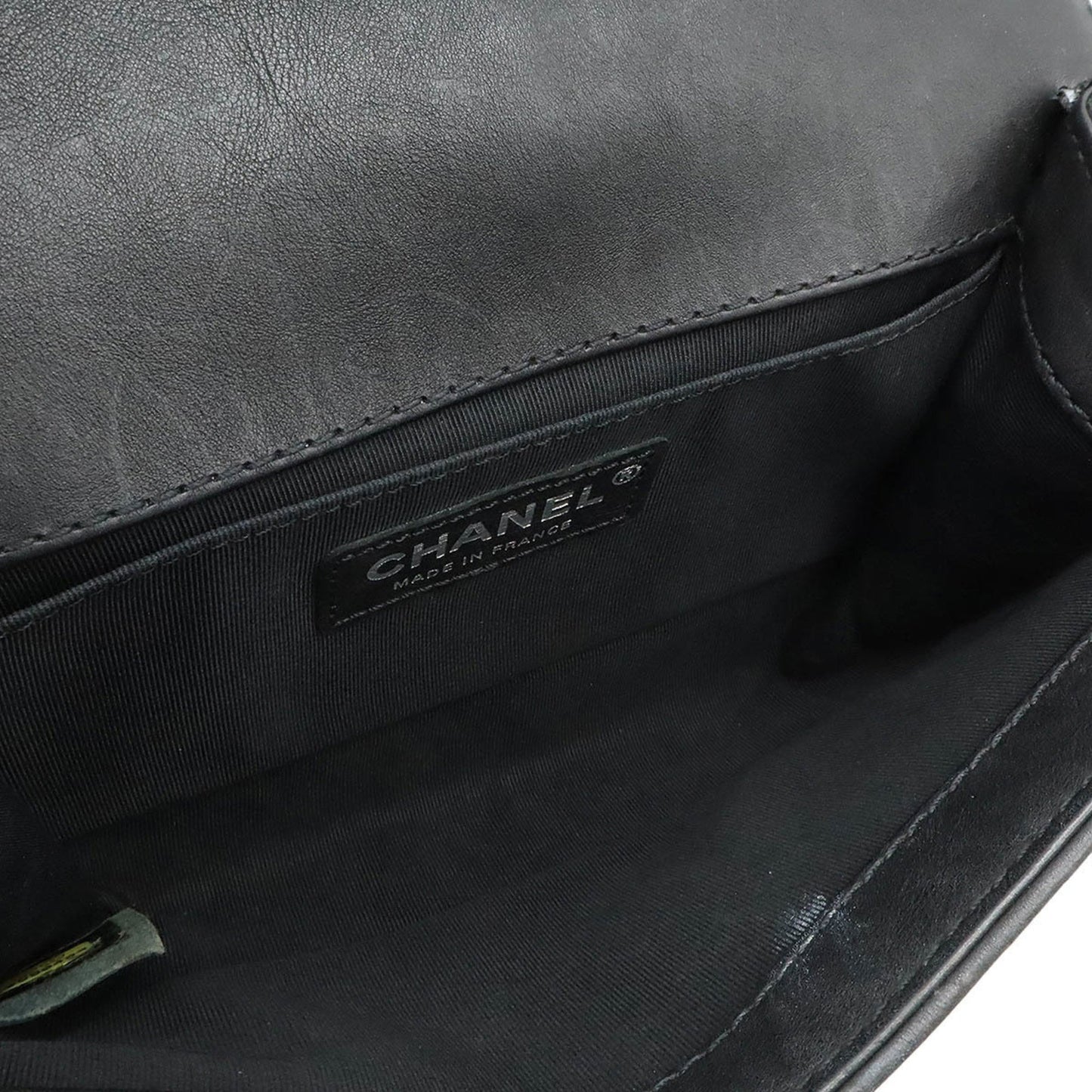 Chanel Boy Chanel Coco Mark Chain Shoulder Bag Leather Black