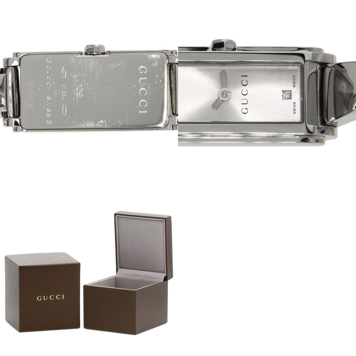 Gucci 109 Square Face 2P Diamond Watch Stainless Steel/Ss