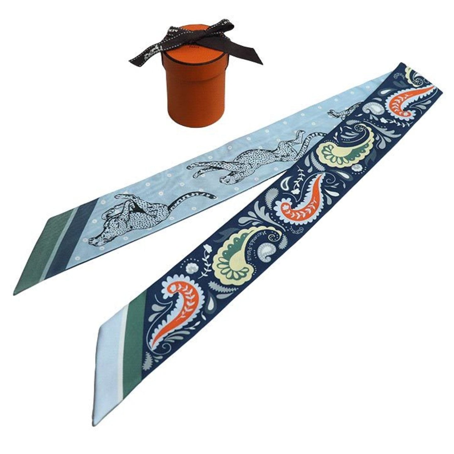 Hermes Guepards Bandana Cheetah Scarf Muffler Blue Marine Clair / Ciel Green H064179S 04