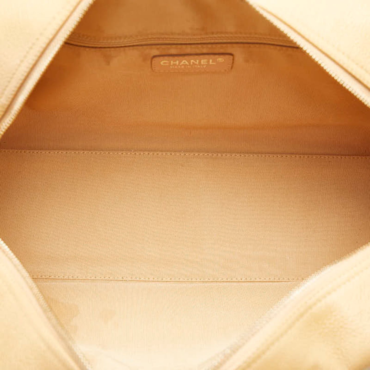 Chanel Matelasse Coco Mark Bowling Bag Handbag Beige Caviar Skin