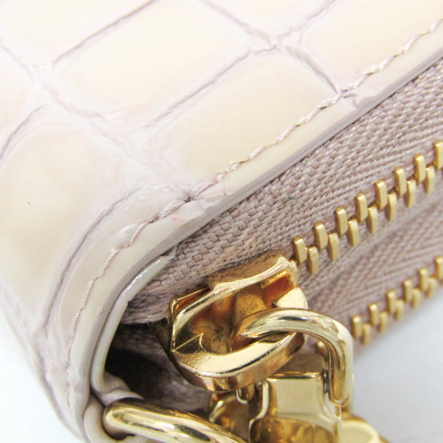 Miu Miu Double Zipper 5Mc078 Leather Card Case Pink Beige